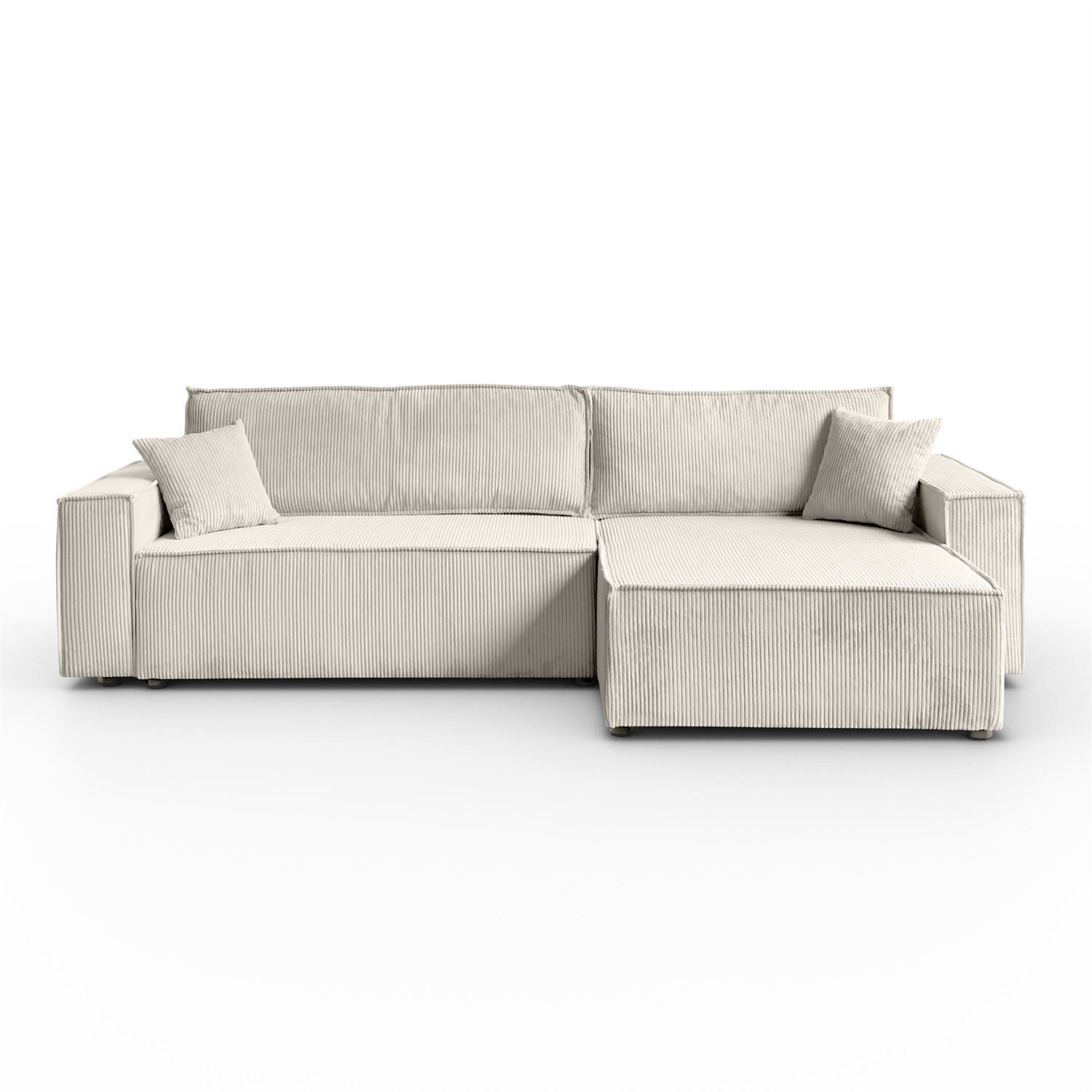 Lookway Ecksofa Gepolstertes CARLOS L-Form, Cord-Stoff, mit Schlaffunktion und Bettkasten, Seite universal