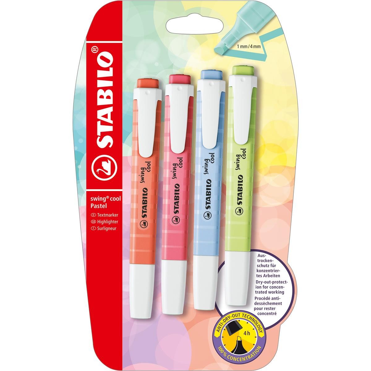 Marker STABILO swing cool Textmarker - 1+4 mm - pastell - 4er Set 1