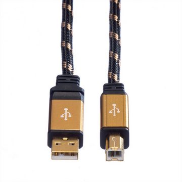 ROLINE GOLD USB 2.0 Kabel, Typ A-B USB-Kabel, USB 2.0 Typ A Männlich (Stecker), USB 2.0 Typ B Männlich (Stecker) (300.0 cm), Retail Blister