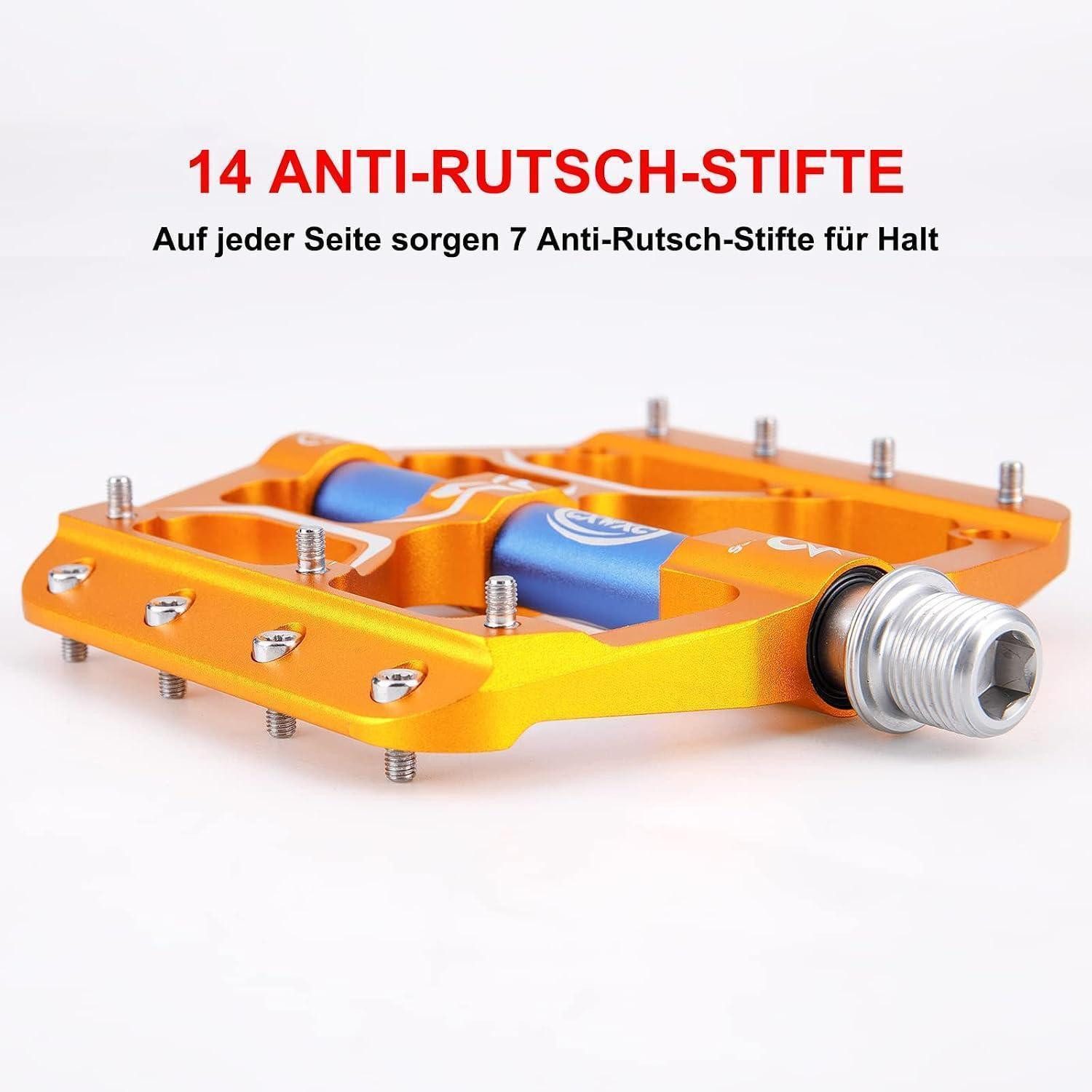 LuxusKollektion Plattformpedale MTB Pedale Alu 9/16 Zoll Gold abnehmbare Pins