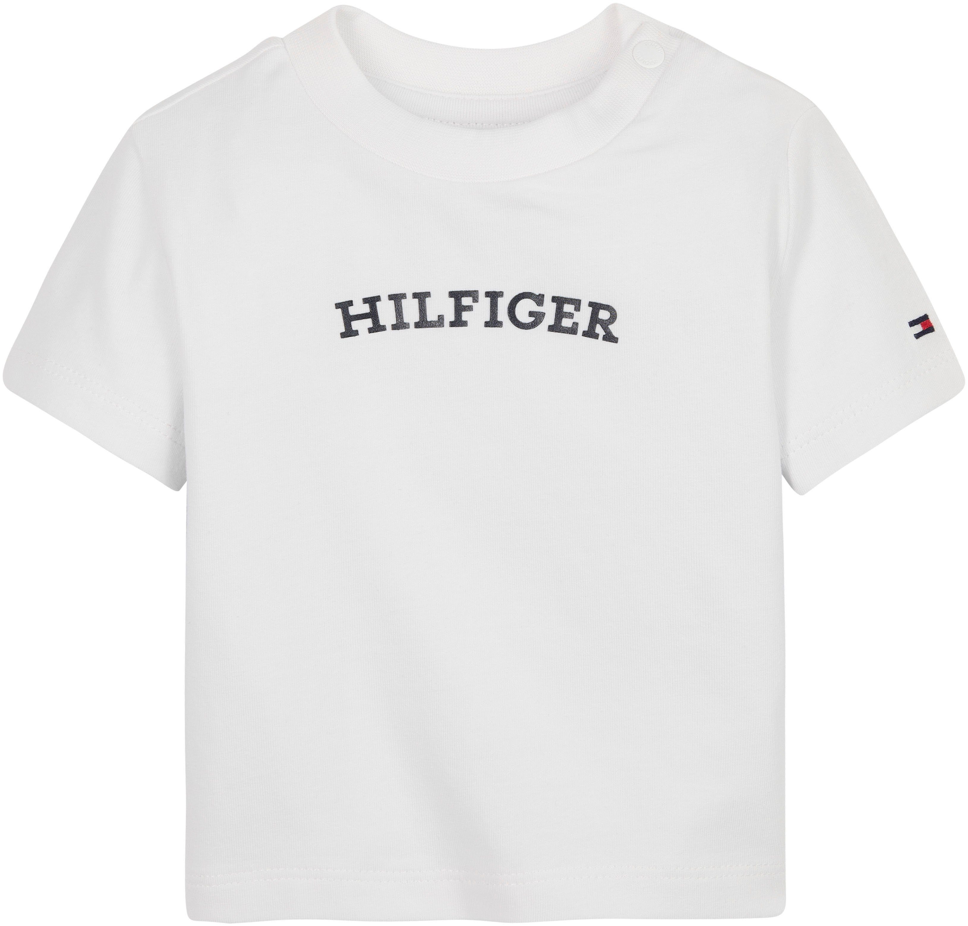 CURVED großem Print White Hilfiger Hilfiger Logo-Flag mit TEE T-Shirt BABY Tommy S/S Front MONOTYPE &