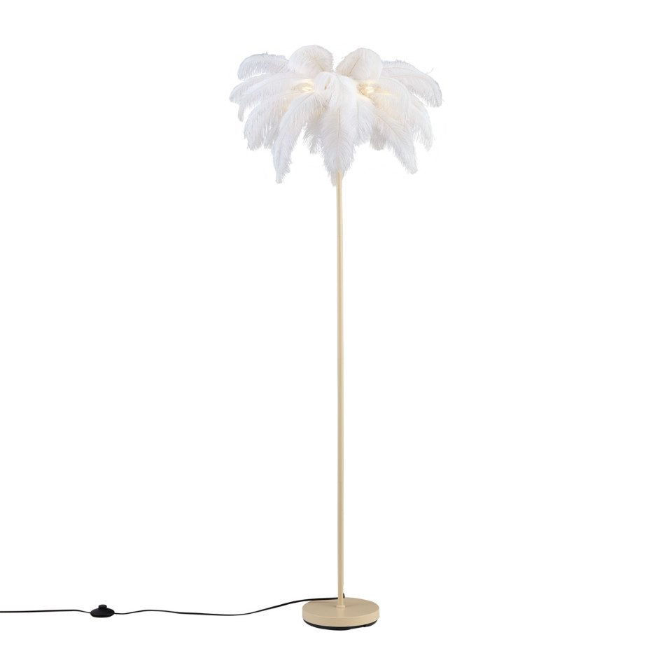 Qazqa Stehlampe Peahen, ohne Leuchtmittel, E14, Beige, Art Deco, Stahl, 5-flammig