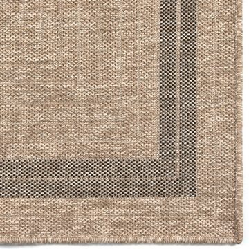 Teppich Outdoor & Indoor Teppich wetterfest Sisal-Jute-Optik, TaCa Home, rechteckig, Höhe: 10 mm, Terrasse Balkon Garten Wohnzimmer Bad Küche, Bordüre A - 80x150cm