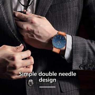 BEN NEVIS für Herren Flache Analog Quarz Datumsanzeiger Watch, Klassisch Mode Wasserdicht Armbanduhr mit Leder Armband