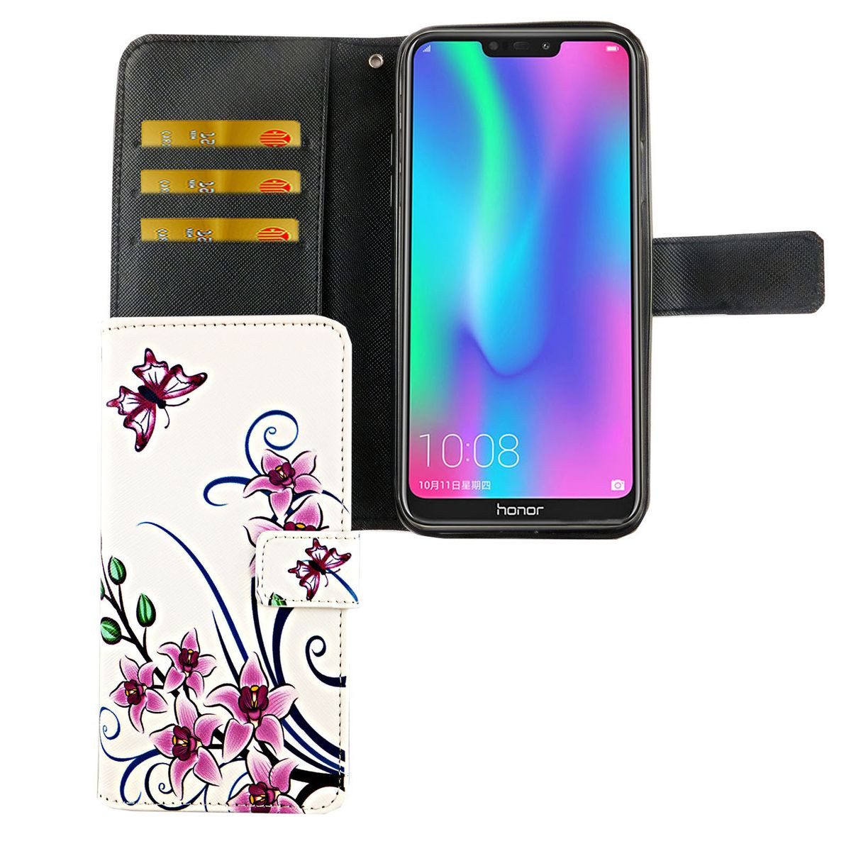 König Design Handyhülle Huawei P Smart 2019, Huawei P Smart 2019 Handyhülle Bookcover Weiß