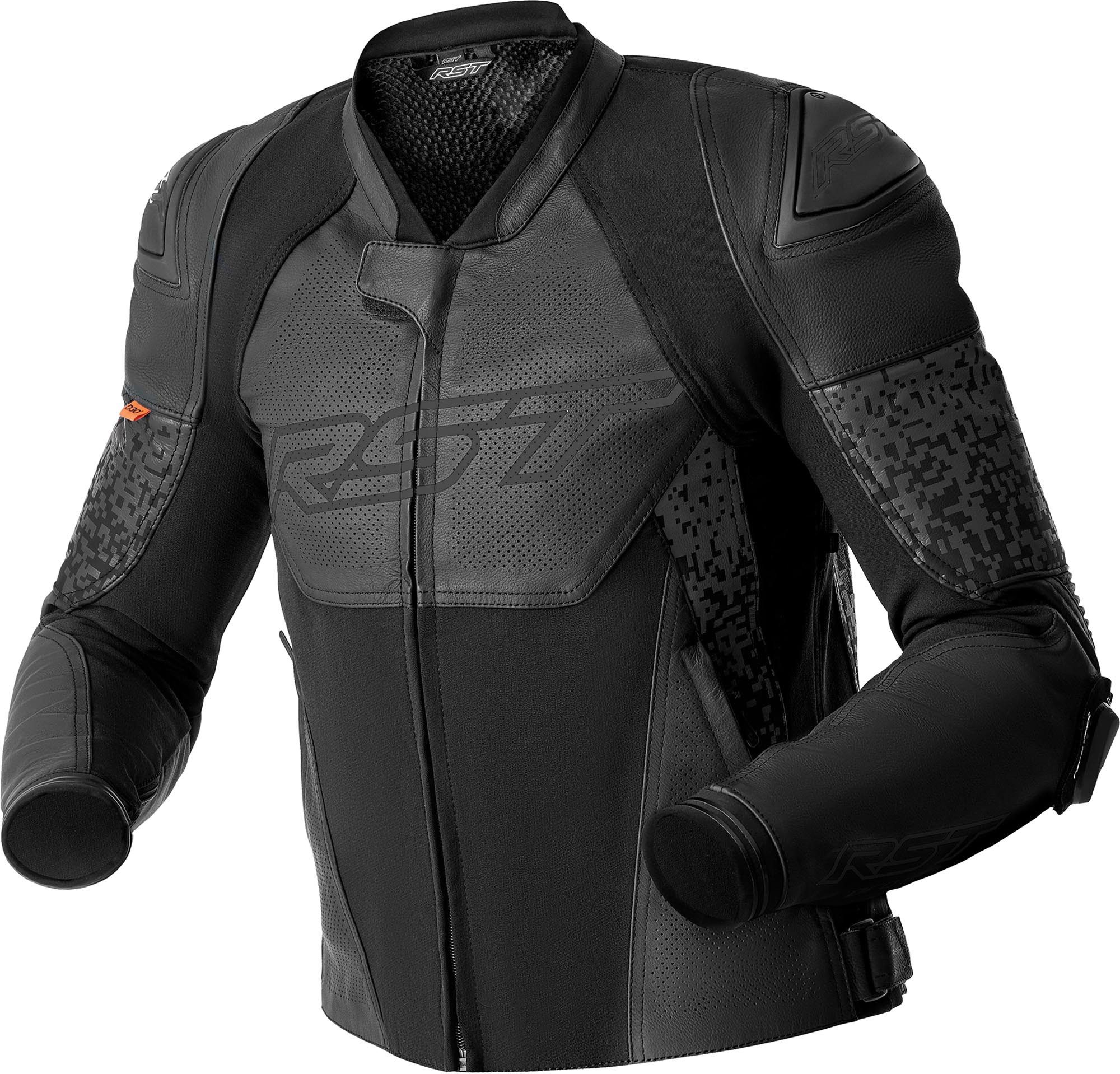 RST Motorradjacke Pro Series Supersport-K D3O perforierte Motorrad Lederjacke Verbindungsreißverschluss,Ellenbogenprotektoren enthalten,mit Höc