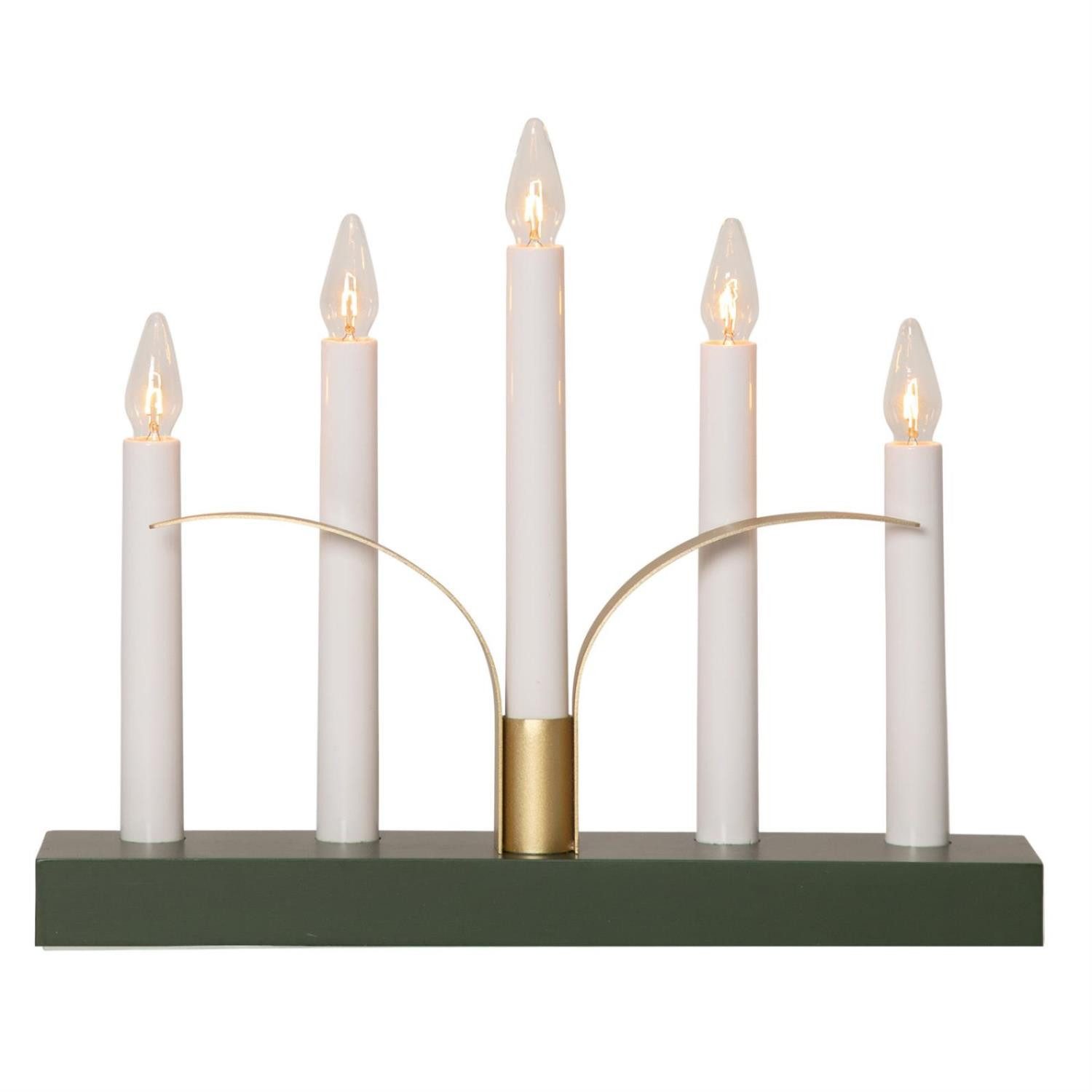 MARELIDA Fensterleuchter Fensterleuchter 5flammig E10 Glühlampen Weihnachsbeleuchtung 25cm grün, Glühlampe