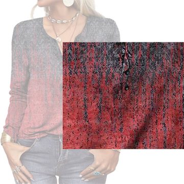 KIKI Longbluse Damen Langarm-Shirt 3D gedruckt Mode Langarm-T-Shirt