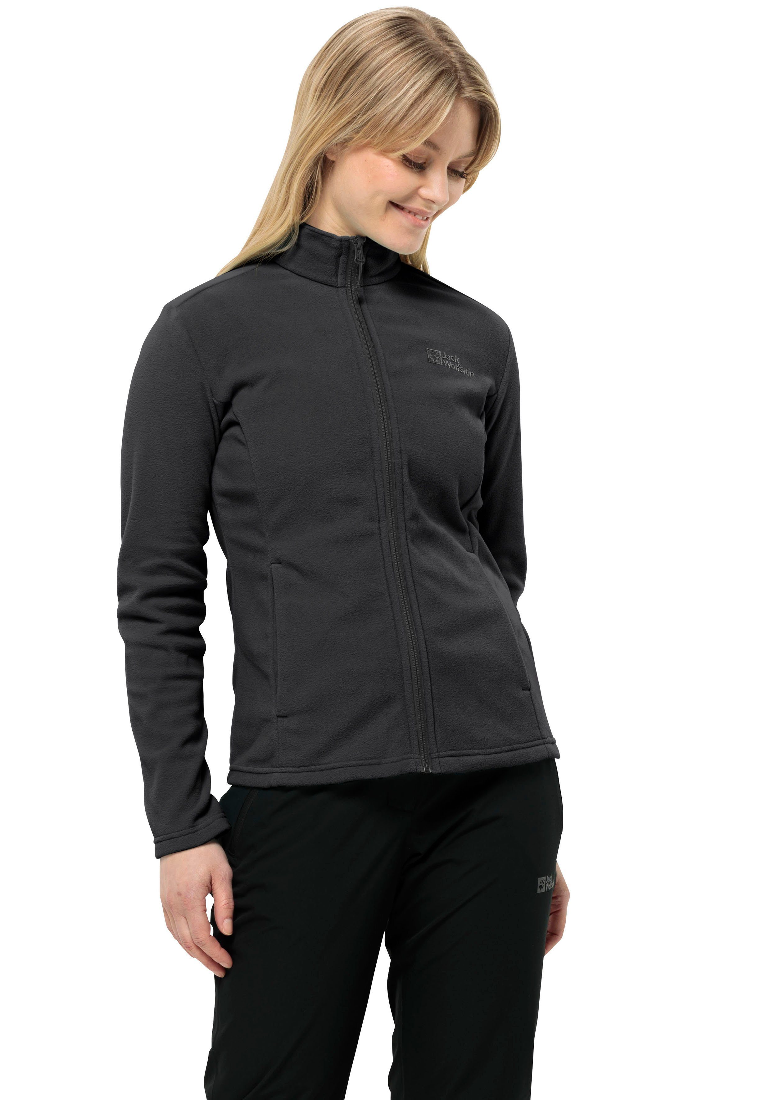 Es ist der letzte Schrei! Jack Wolfskin Fleecejacke black atmungsaktiver Midlayer FZ dehnbarer, TAUNUS leichter, W