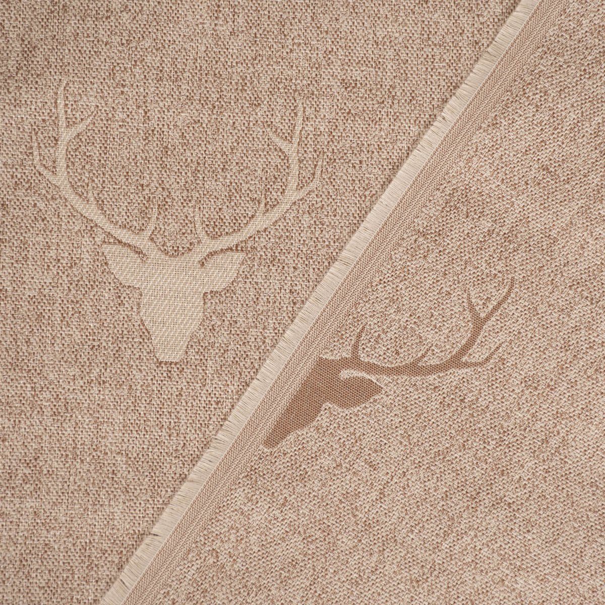 SCHÖNER LEBEN. Stoff Dekostoff Landhausstoff Wendestoff Hirschkopf Geweih beige 1,40m, made in Germany