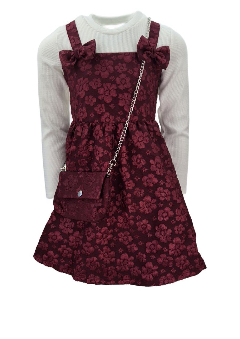 Girls Fashion 2-in-1-Kleid Mädchen Kleid mit Langarmshirt und Tasche K9751e