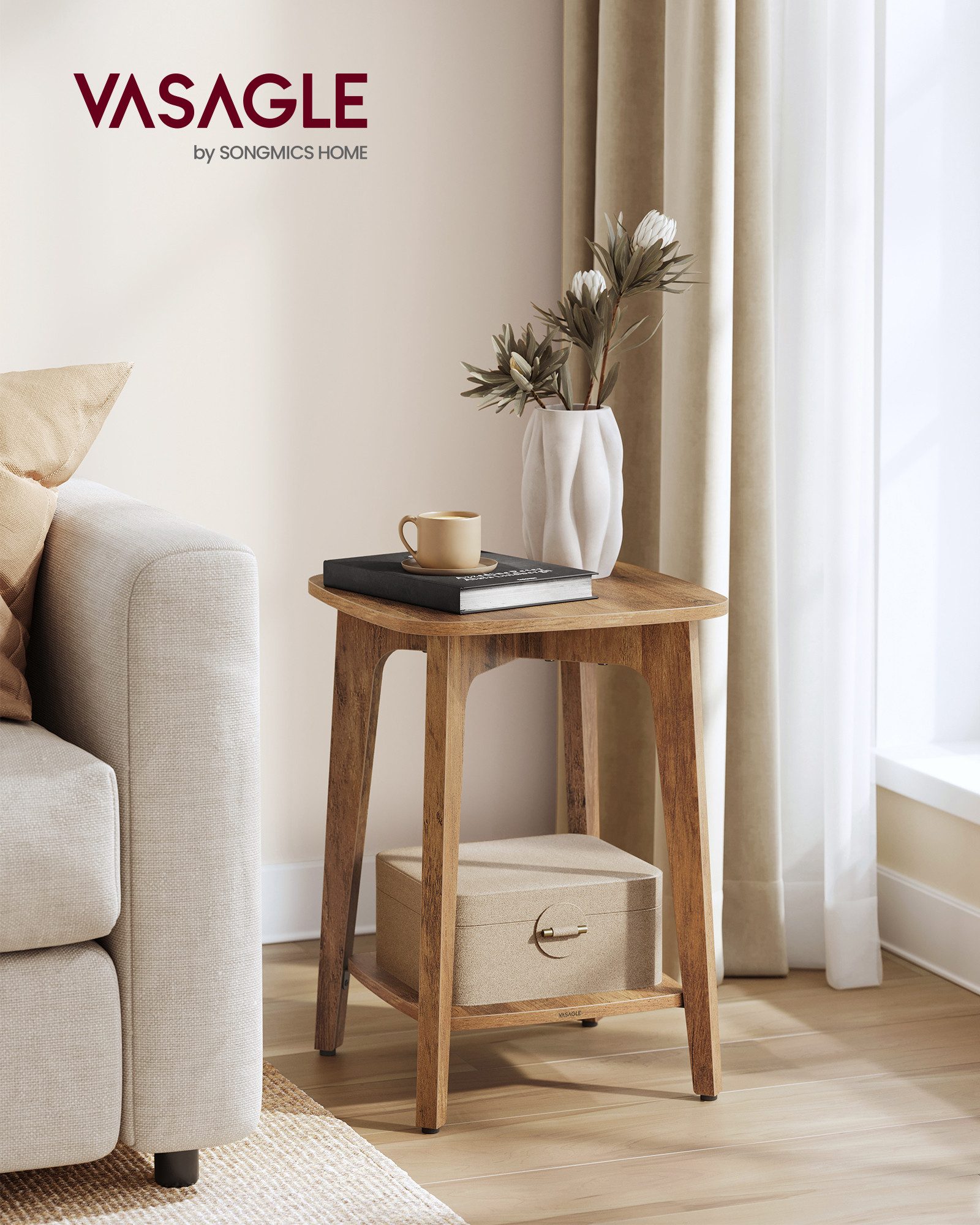 VASAGLE Beistelltisch, rund, mit unterer Ablage, modern, 40 x 50 cm günstig online kaufen