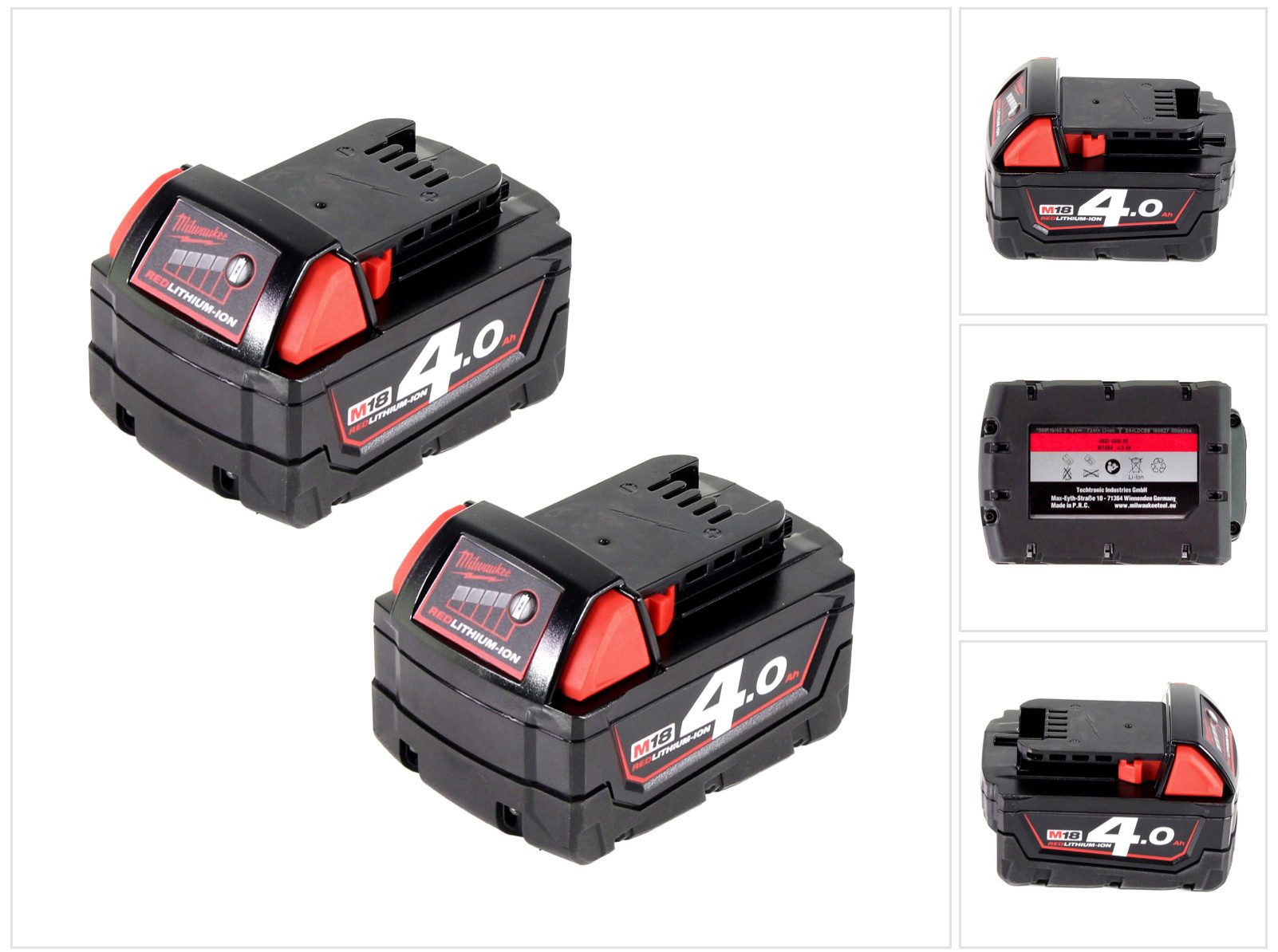 Milwaukee Akku Starter 18V Set mit 2x M18 B4 Akku 4,0Ah (4932430063) Akkupacks