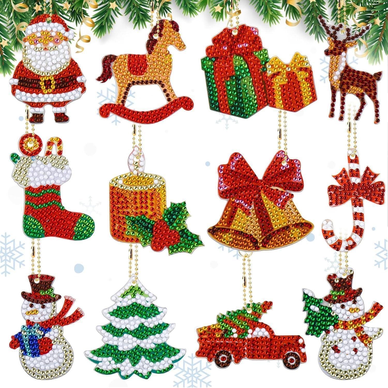 LuxusKollektion Kochbesteckhalter Diamond Painting Weihnachten Schlüsselanhänger Set 12 Stück 5D DIY