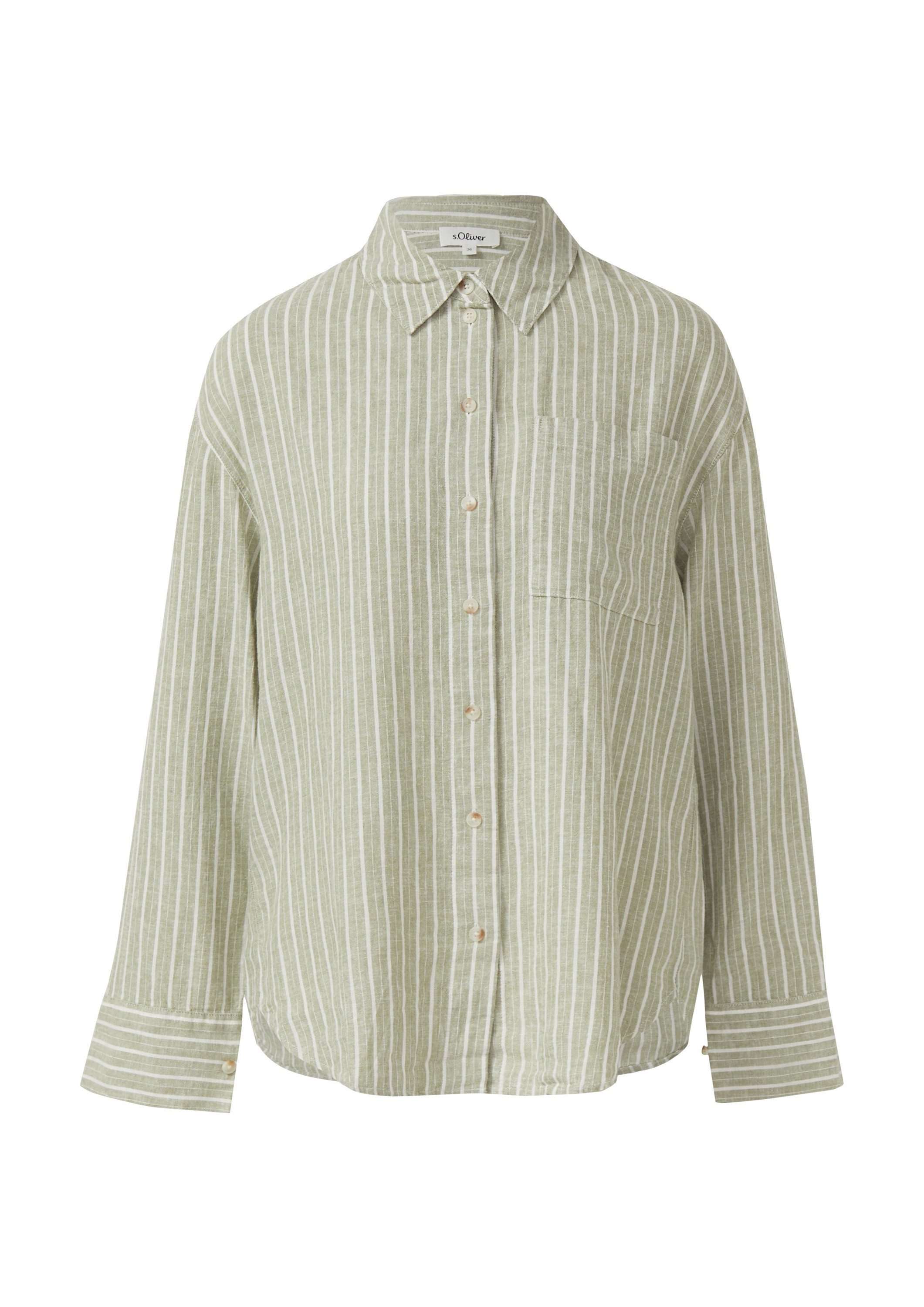 s.Oliver Langarmbluse Bluse Gestreifte Bluse aus Leinenmix