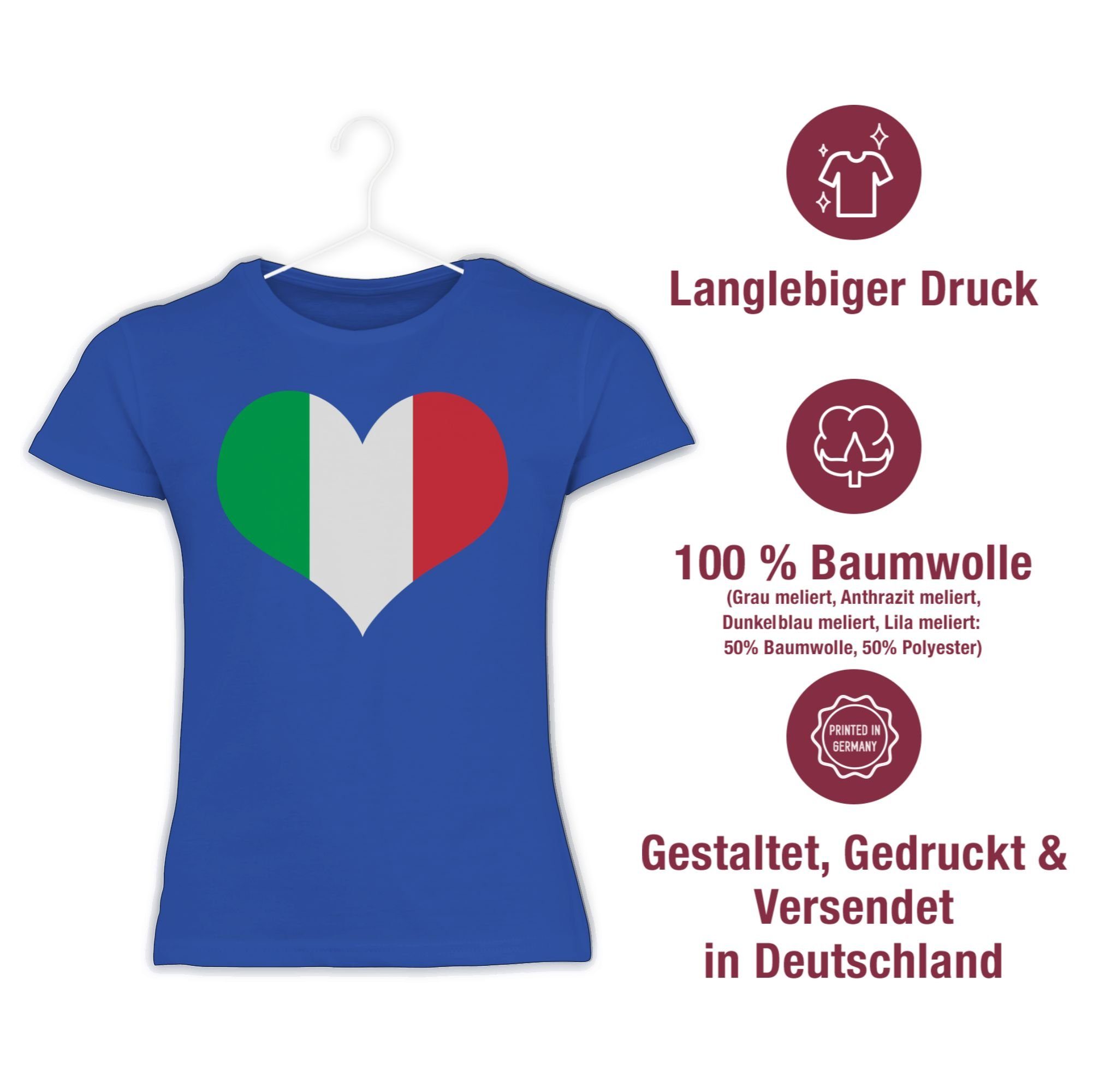 Herz Wappen Länder T-Shirt Kinder Italien Shirtracer Royalblau 1