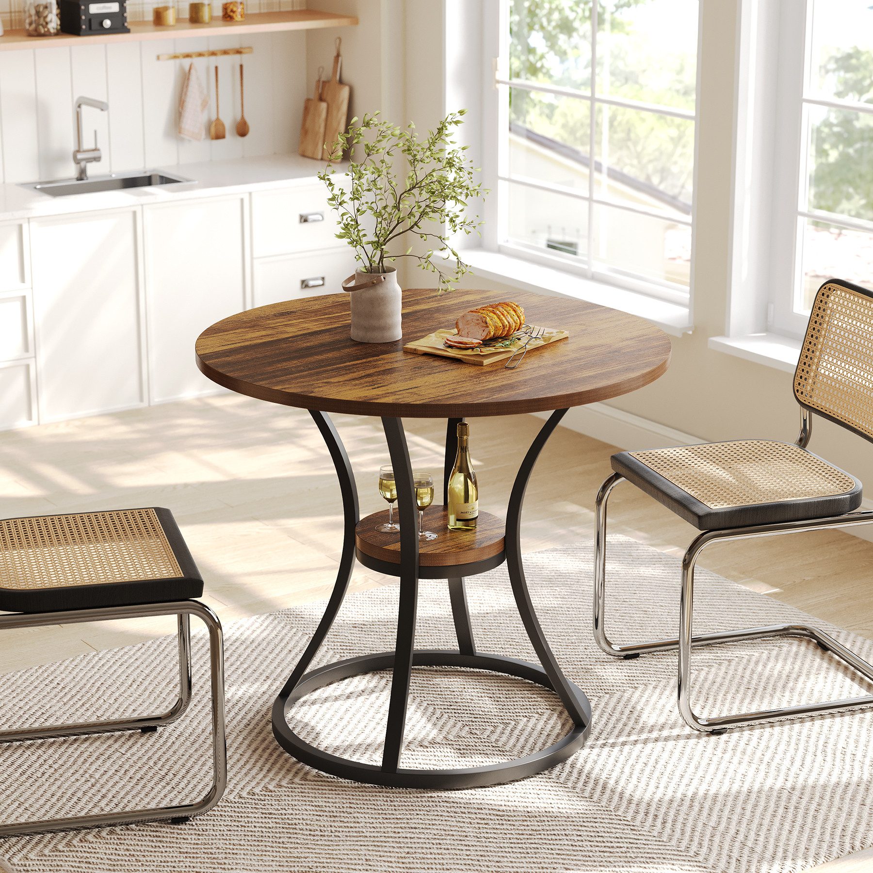 Tribesigns Esstisch Esstisch 80 cm Kleine Runder Tisch holz für Esszimmer W günstig online kaufen