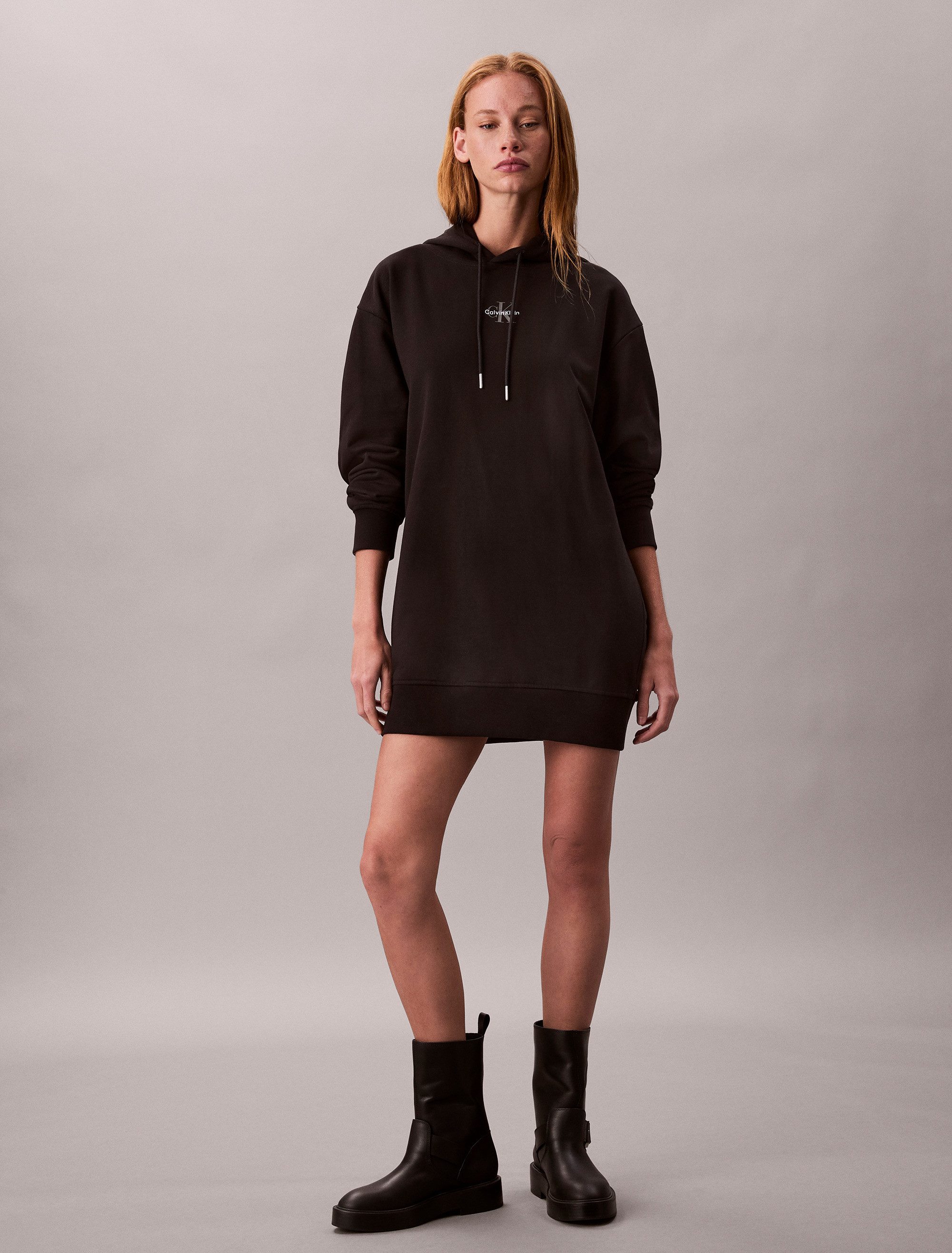 Calvin Klein Jeans Sweatkleid LS MONOLOGO PREMIUM TERRY HOODIE Mit Rundhalsausschnitt, loose fit