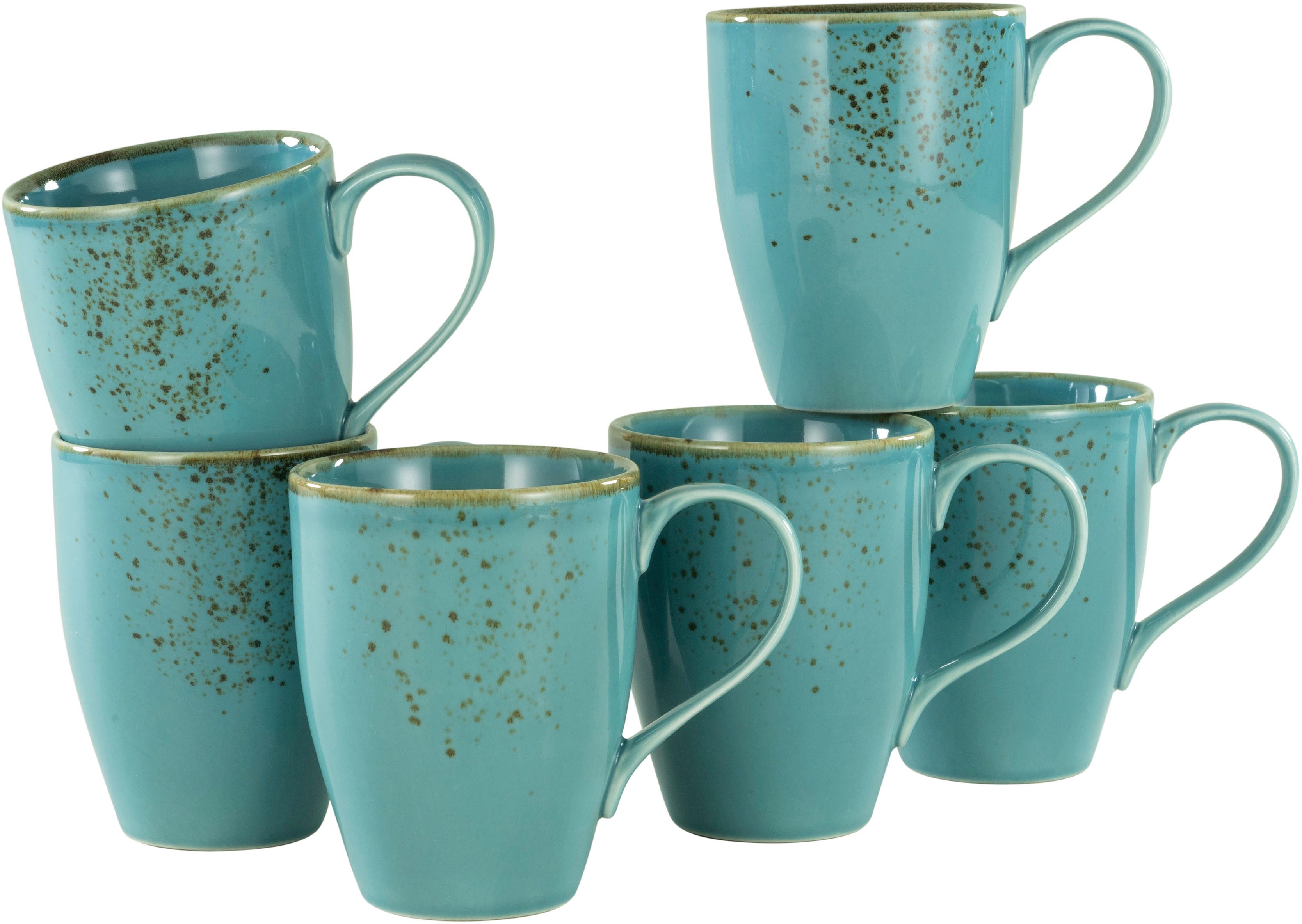 CreaTable Becher Kaffeebecher NATURE COLLECTION, 6-tlg., Steinzeug, Tassen Set, 6-teilig