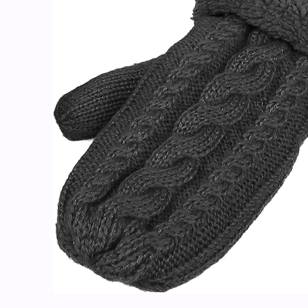Haiaveng Strickhandschuhe Super Dicke Fäustlinge Sporthandschuhe Fausthandschuhe Handschuhe Damen gestrickt Winterhandschuhe black