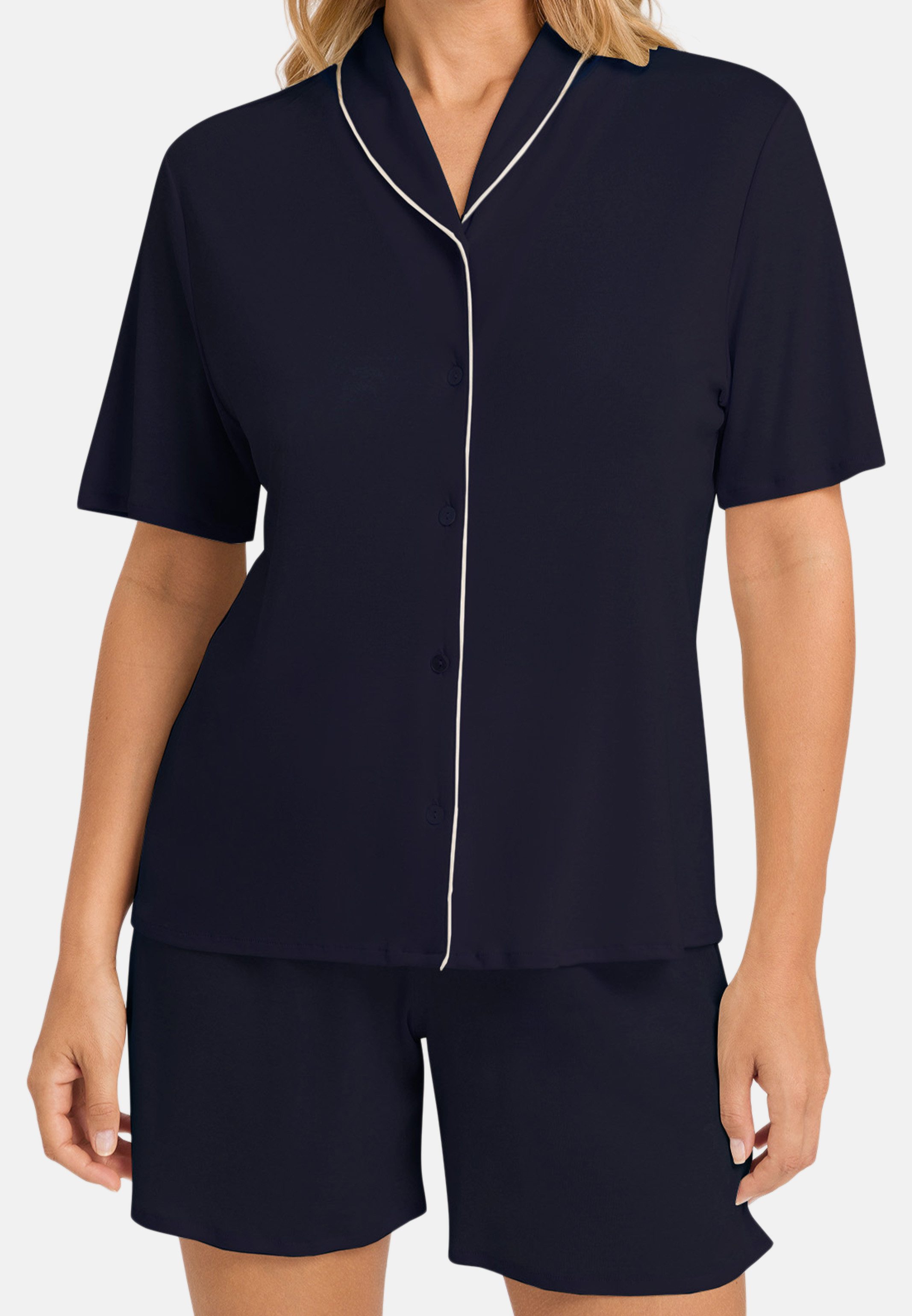 Hanro Pyjama Natural Comfort (Set, 2 tlg) Pyjama - Atmungsaktiv - Zweiteiliges Pyjama-Set mit kurzen Ärmeln