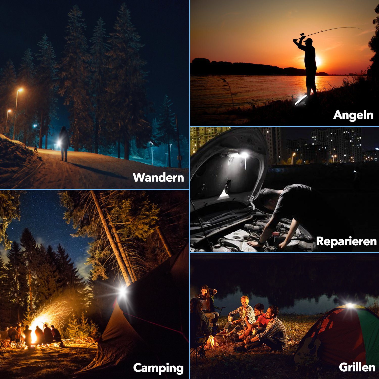iscooter LED Solarleuchte LED Camping Laternen Außen Kaltes Weiß Campinglampe 450LM, IPX5