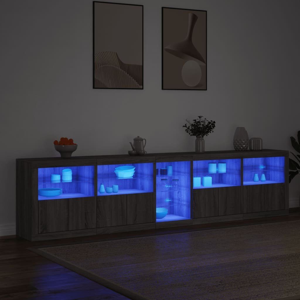 vidaXL Sideboard Sideboard mit LED-Leuchten Grau günstig online kaufen