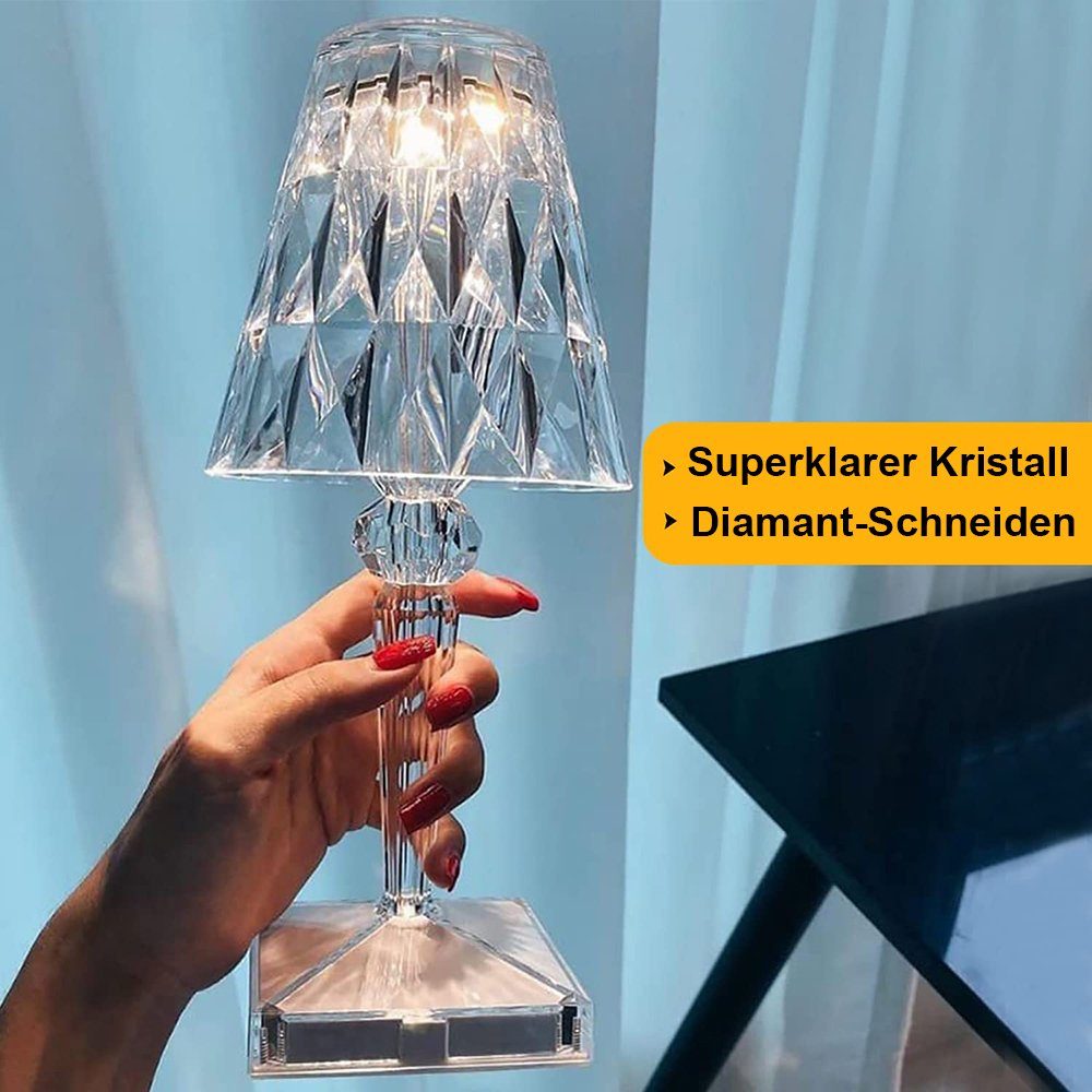 Sunicol Salzkristall-Tischlampe Kristall Nachttischlampe, Touch Dimmbare, USB/Wiederaufladbar, 3 Farbmodi Lampe für Schlafzimmer, Wohnzimme, Partnersuche
