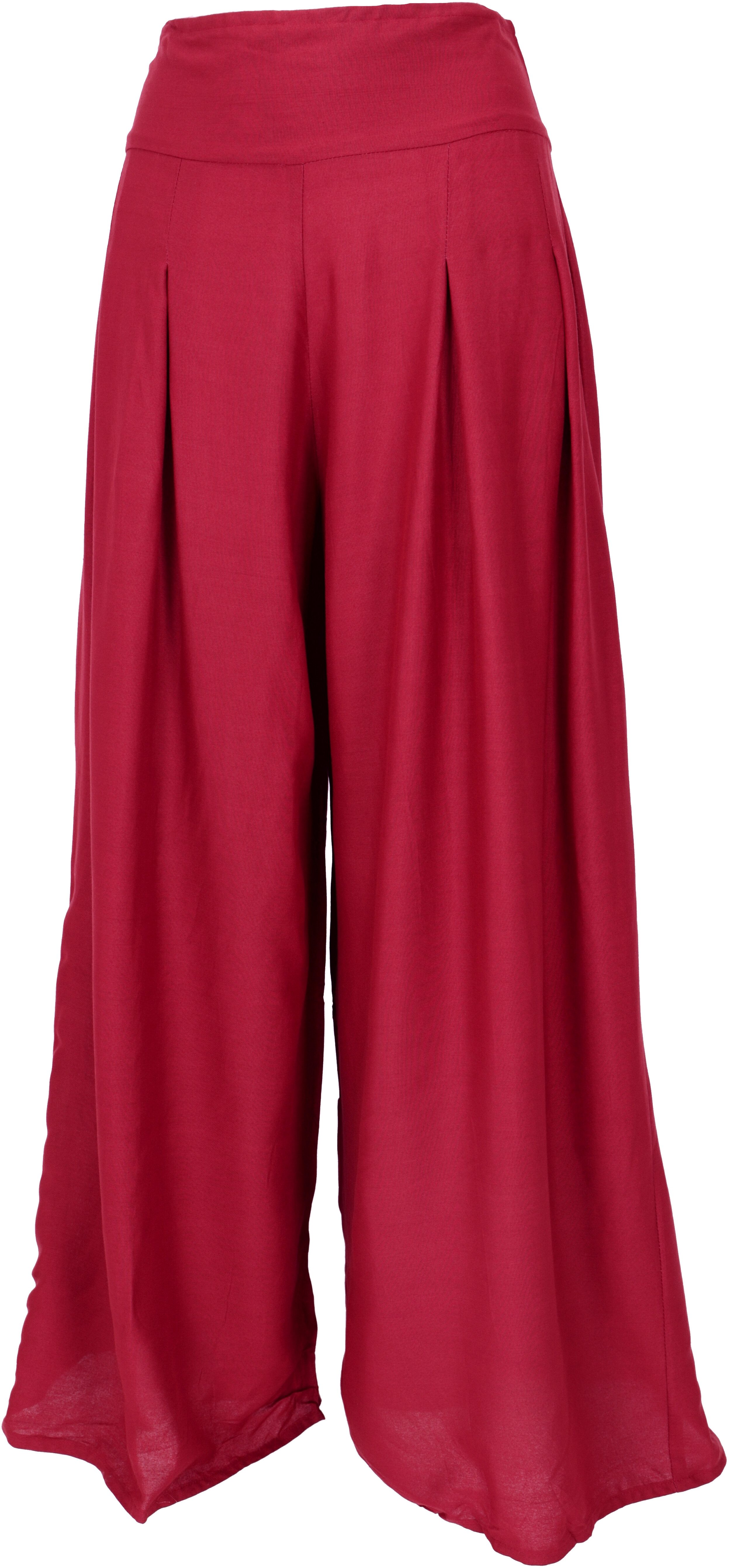 Guru-Shop Relaxhose Boho Hosenrock, weite Sommerhose - dunkelrot Ethno Style, alternative Bekleidung