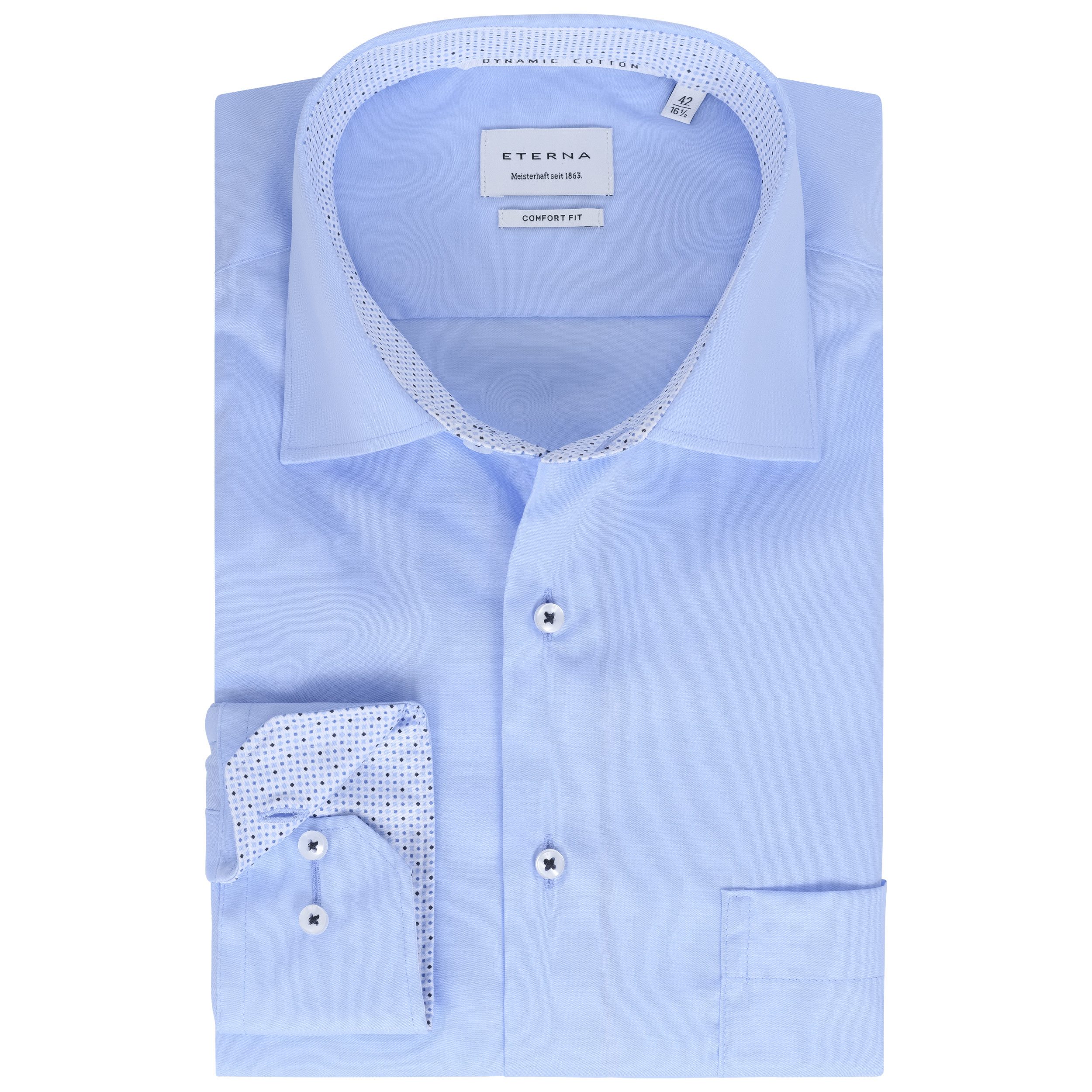 Eterna Langarmhemd Comfort Fit I Hellblau I Langarm I Bügelfrei I Dynamic Cotton™
