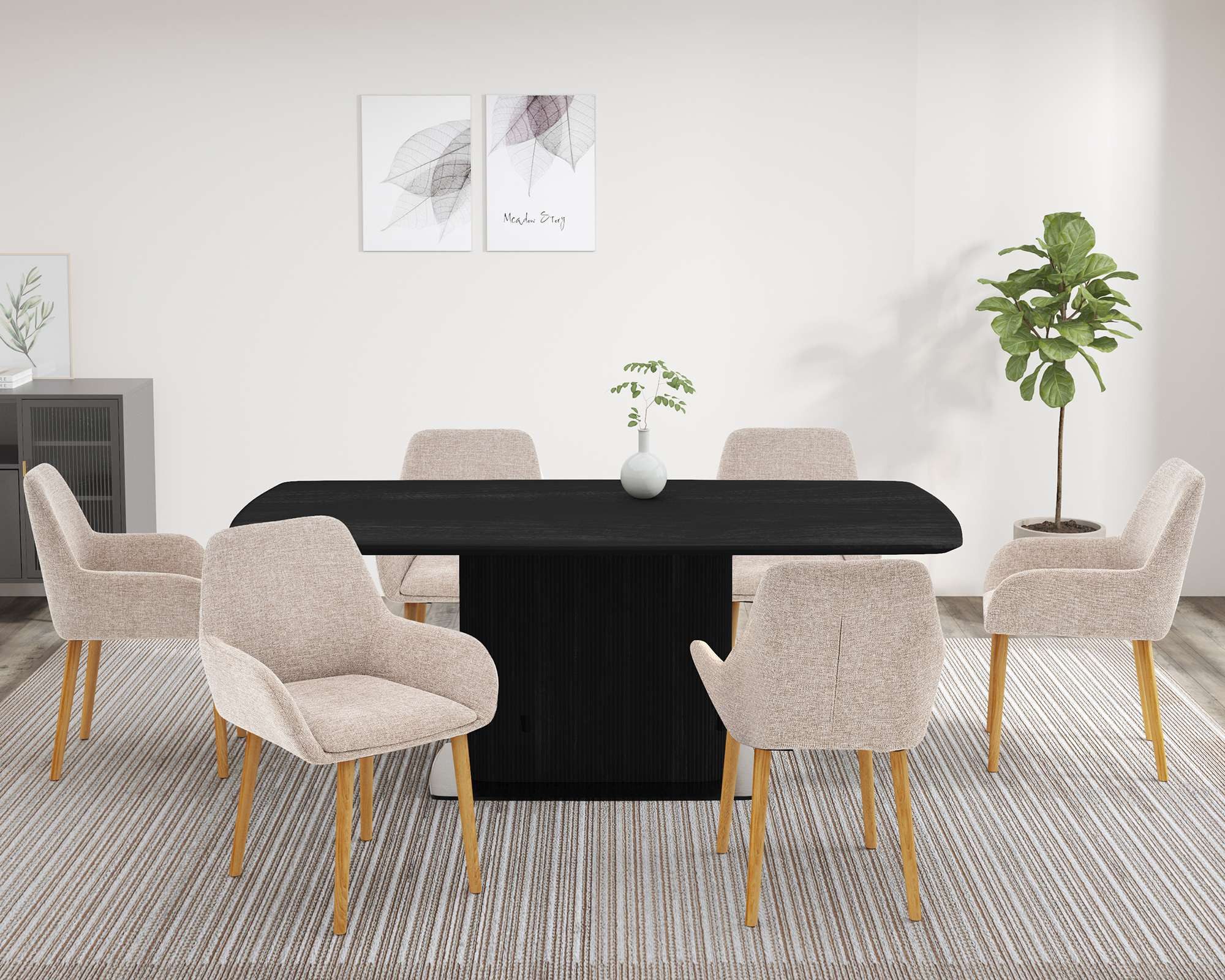 OTTO home Esszimmerstuhl Evinnia (Set, 2 St), massive Eichenholzbeine, pflegegleicher Webstoff, Sitzhöhe 48 cm