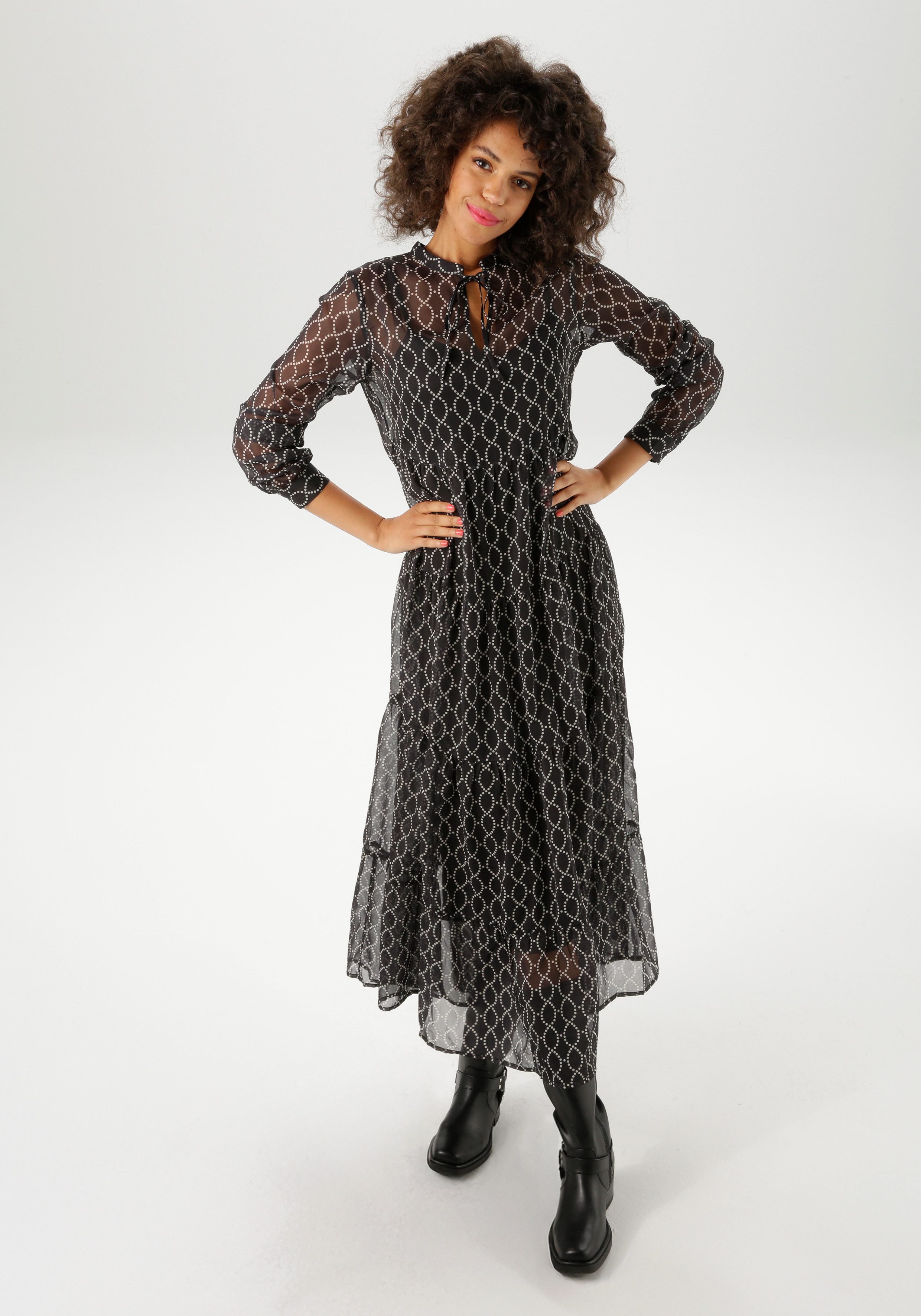 Aniston CASUAL Maxikleid (mit Jersey-Unterkleid) mit günstig online kaufen