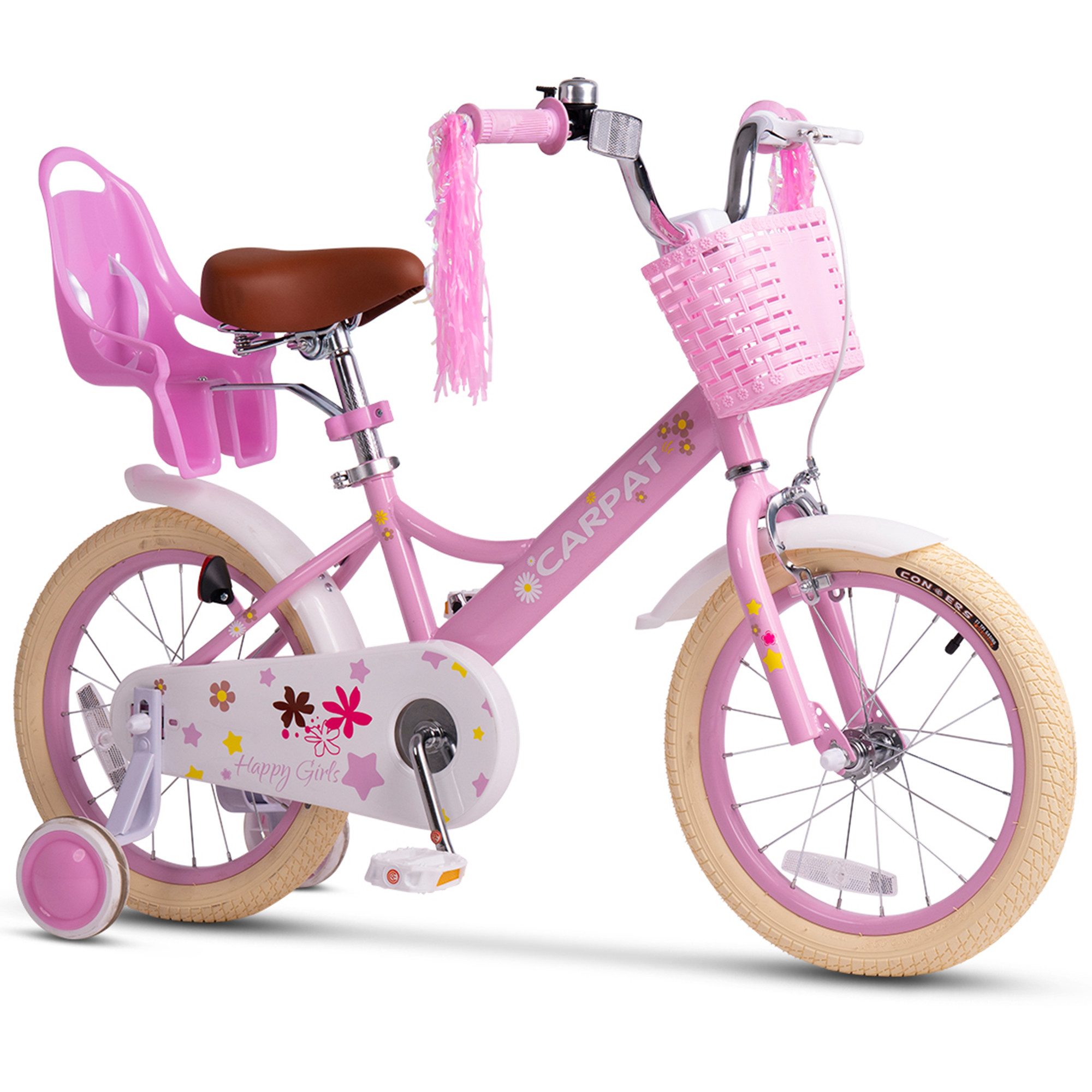 CARPAT SPORT Kinderfahrrad 14 16 Zoll Kinderfahrrad für 3-7 Jahre, 1 Gang, Kettenschaltung, Mädchen Jungen Fahrrad Bike mit Stützräder ab 3 Jahre