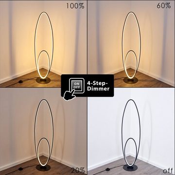 hofstein Stehlampe »Arce«, dimmbare Stehleuchte in Schwarz/Weiß, Leuchte mit 2 Ringen, 3000 Kelvin, im modernen Design, max. 3700 Lumen, dimmbar über Fußschalter am Kabel