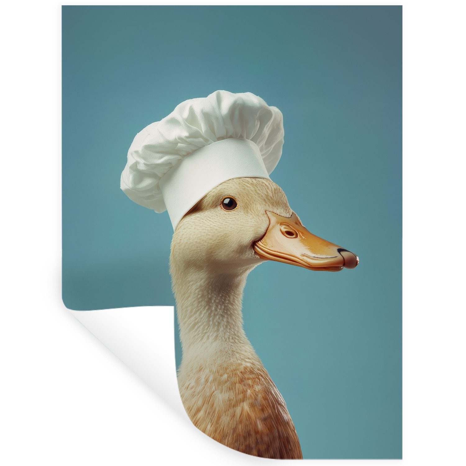 MuchoWow Wandsticker Ente - Kochmütze - Niedlich - Vogel (1 St), Wanddeko, Aufkleber, Wandtattoo, 90x120 cm