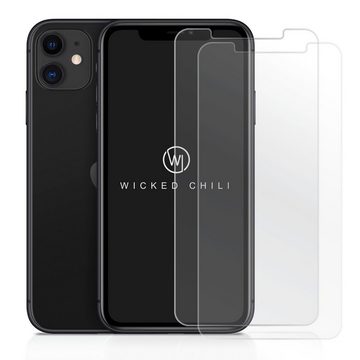 Wicked Chili Schutzfolie 2x Panzerglas Displayschutz für iPhone 11 / XR, (2er Set, 2-St), Einfache Installation / Mit Positionierhilfe / 100% Transparent