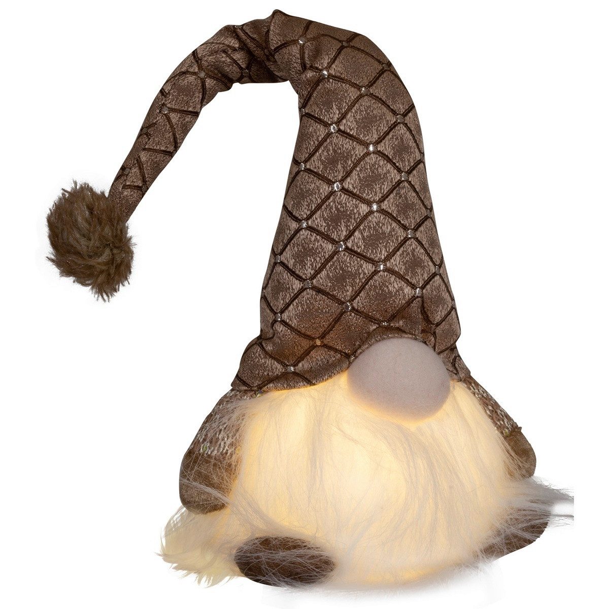 foolonli Weihnachtsfigur Wichtelpaar Bronze Silber 20cm LED flauschigem Bart lange Zipfelmütze