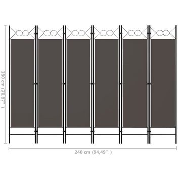 vidaXL Raumteiler Paravent Trennwand Spanische Wand 6-tlg Raumteiler Anthrazit 240 x 180