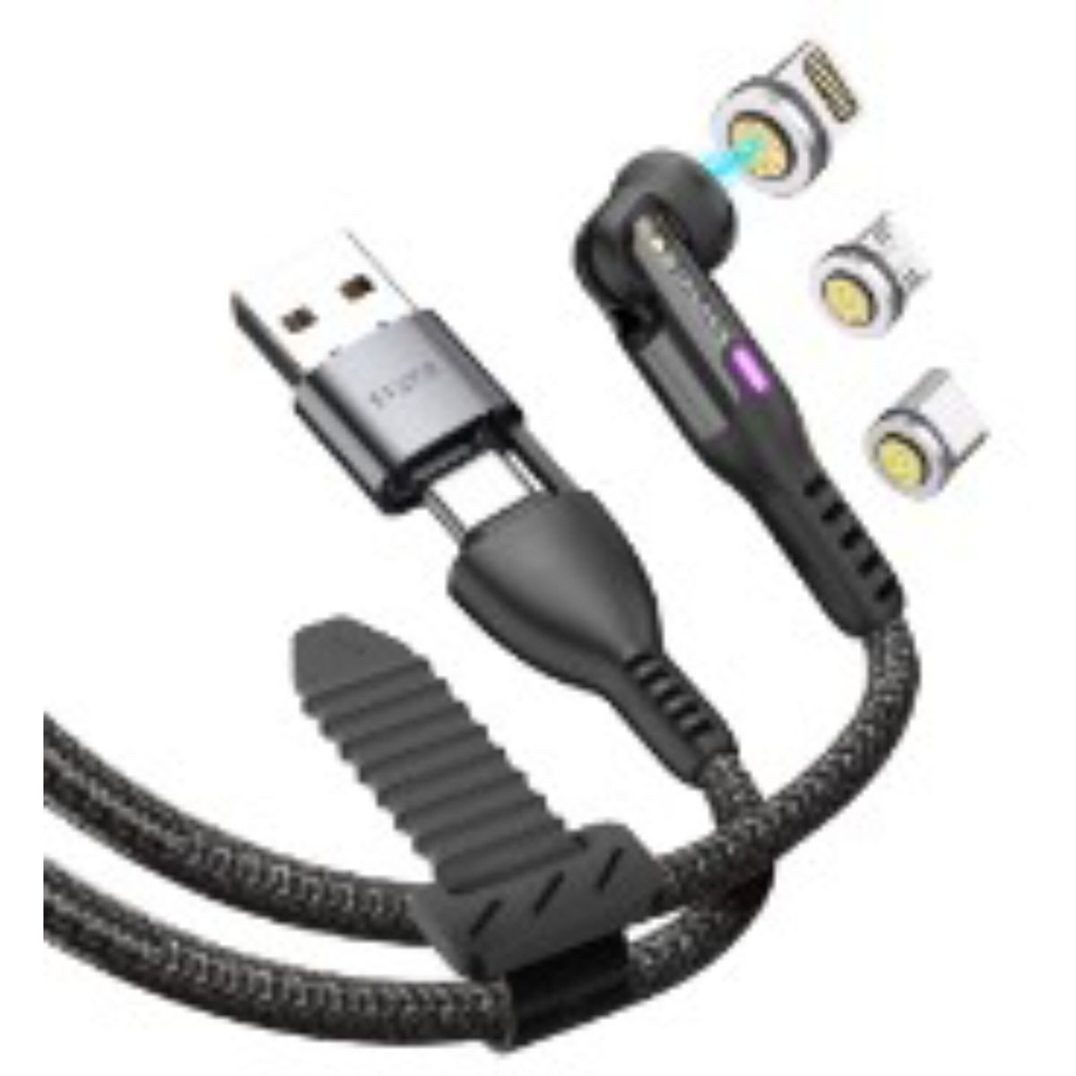 STATIK 360Pro braided rotating 3 magn. tips 6-in-1 Cable Smartphone-Adapter