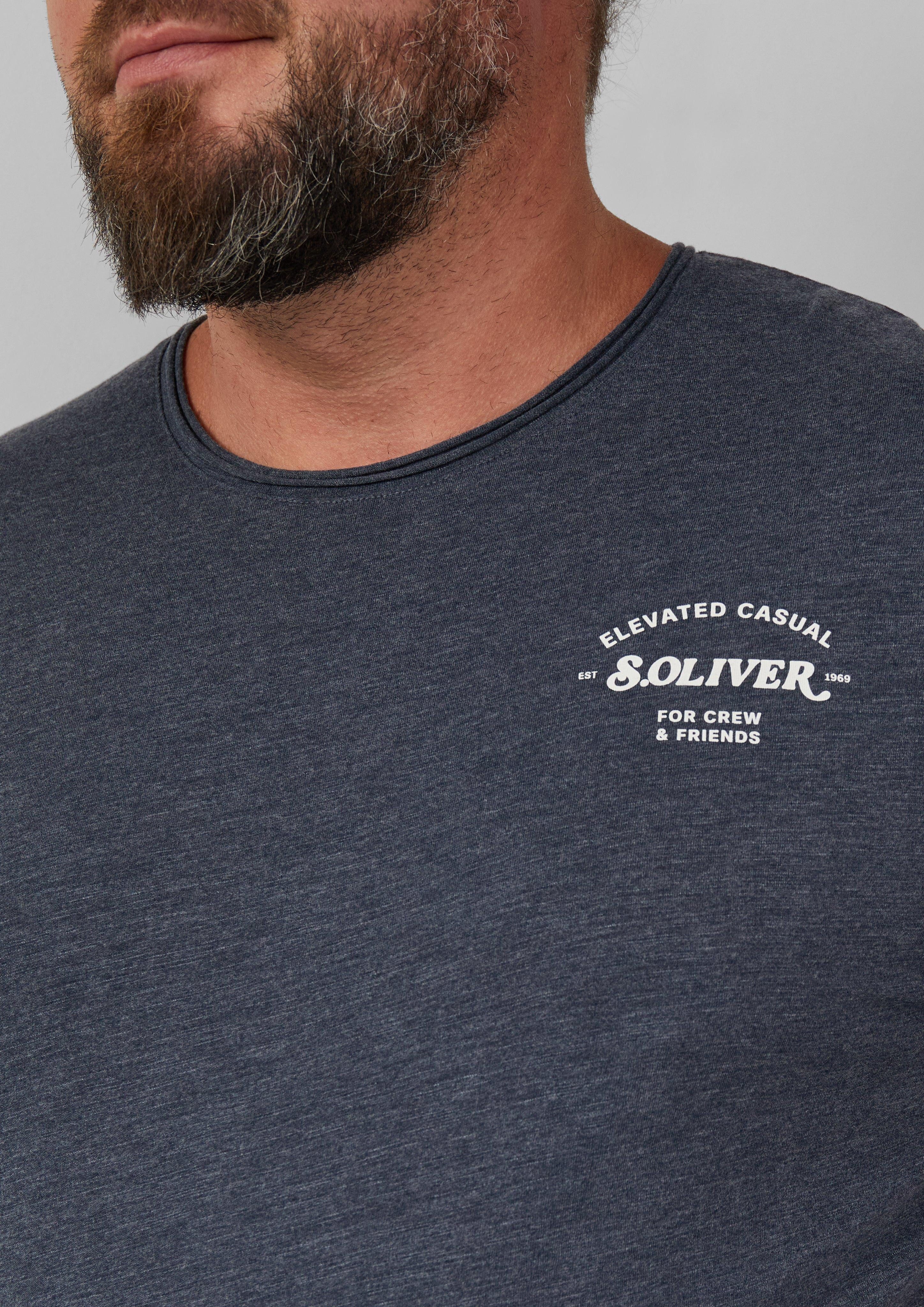 s.Oliver T-Shirt mit Label-Print Farbe dunkelblau Größe: 4XL günstig online kaufen