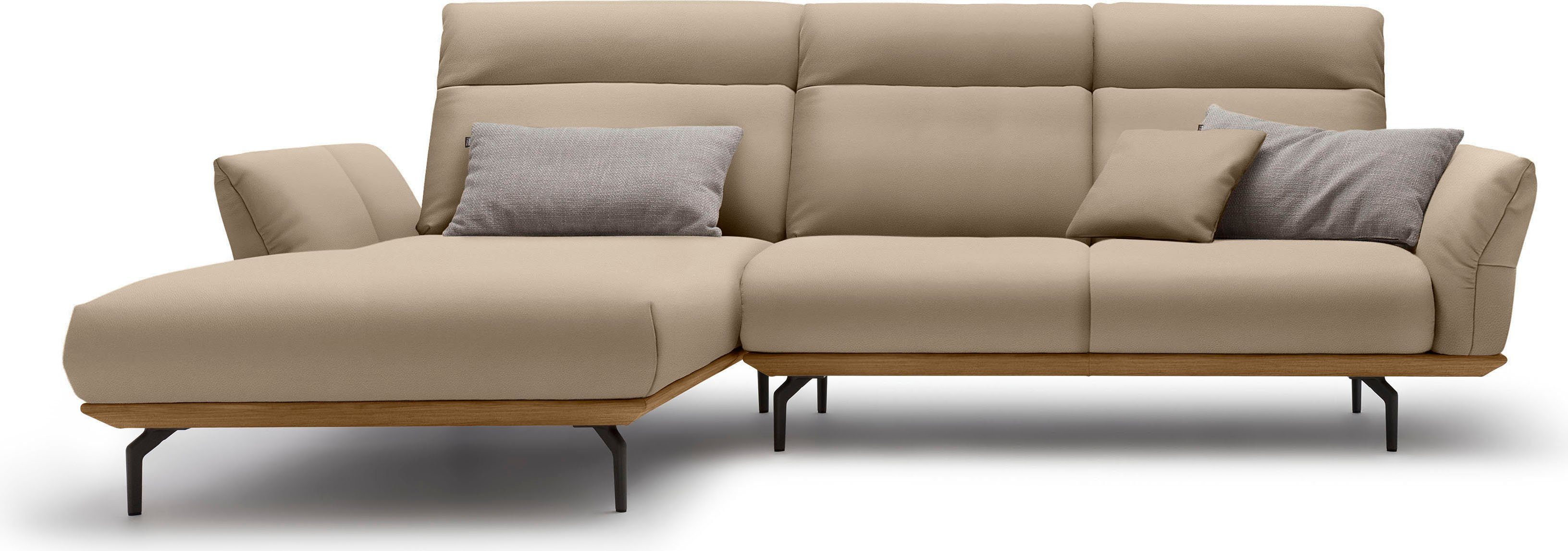 hülsta sofa Ecksofa hs.460, Sockel in Nussbaum, Winkelfüße in Umbragrau, Breite 298 cm | Ecksofas