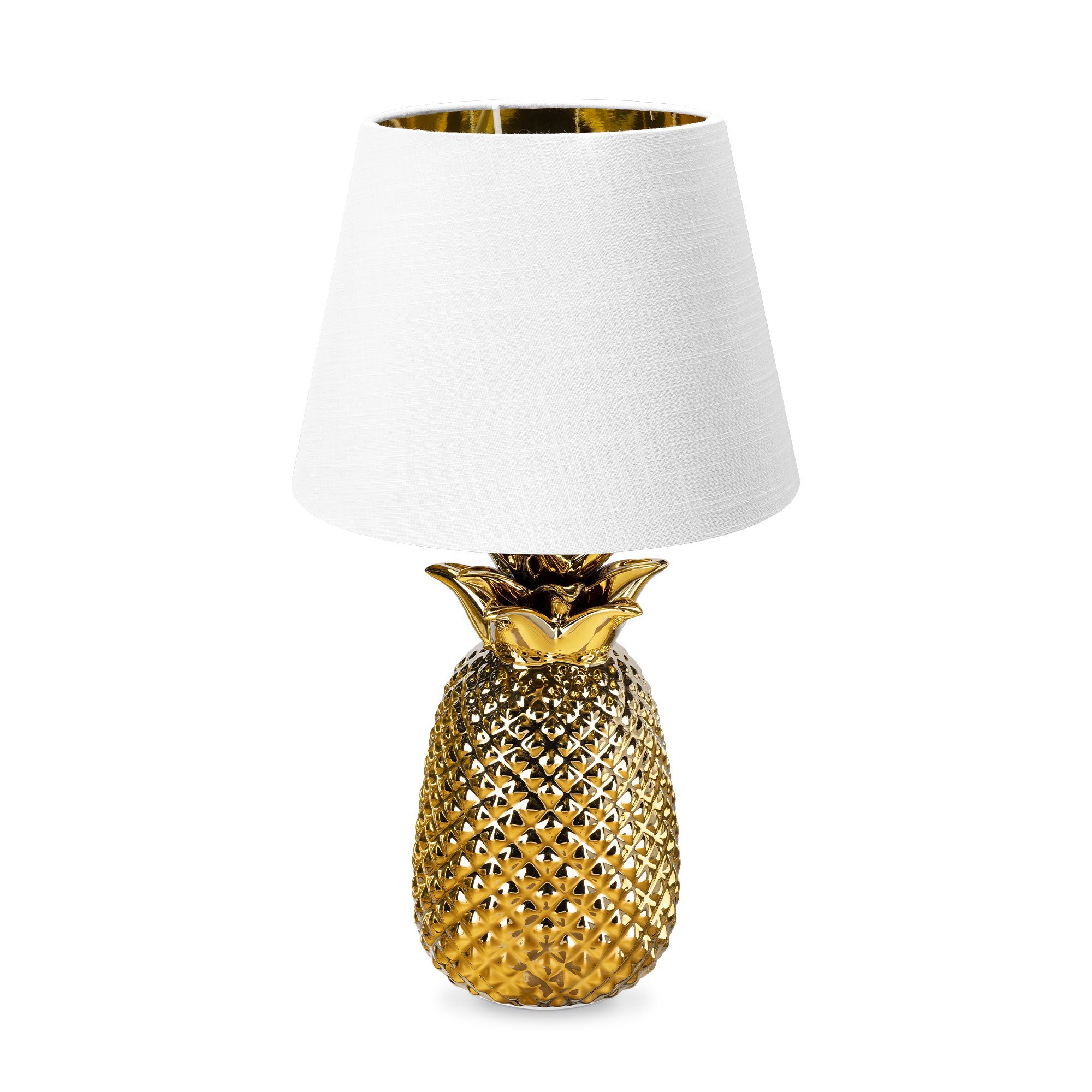 Navaris Tischleuchte Tischlampe Ananas Design - 40cm hoch - Dekolampe mit E27 Gewinde Gold