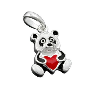 unbespielt Kettenanhänger Kettenanhänger Anhänger Panda Bär farbig lackiert 925 Silber 13 x 9 mm inklusive Schmuckbox, Silberschmuck für Kinder