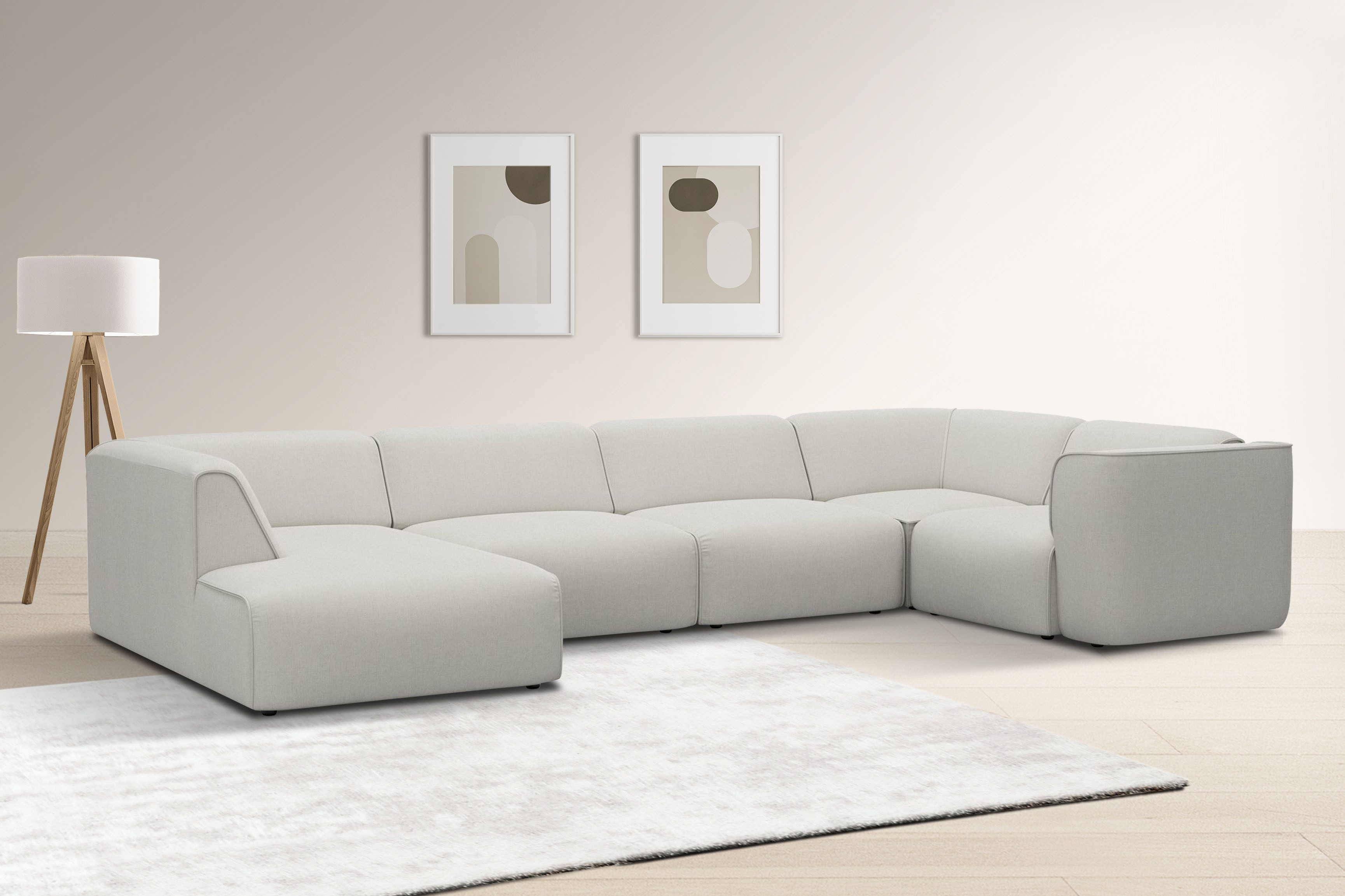 RAUM.ID Wohnlandschaft Merid U-Form, jederzeit durch Module erweiterbar, B/T/H: 367/206/70 cm, als Modul oder separat verwendbar, für individuelle Zusammenstellung