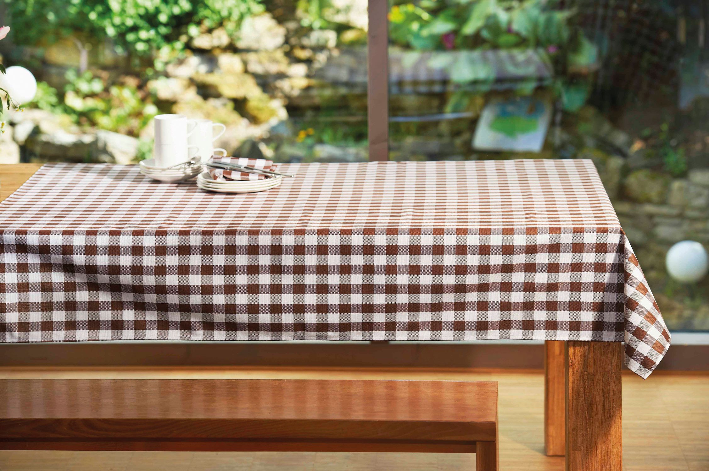 texpot Tischdecke Tischläufer Servietten kariert 2 cm Karo Landhausstil (1-tlg), glattes Gewebe