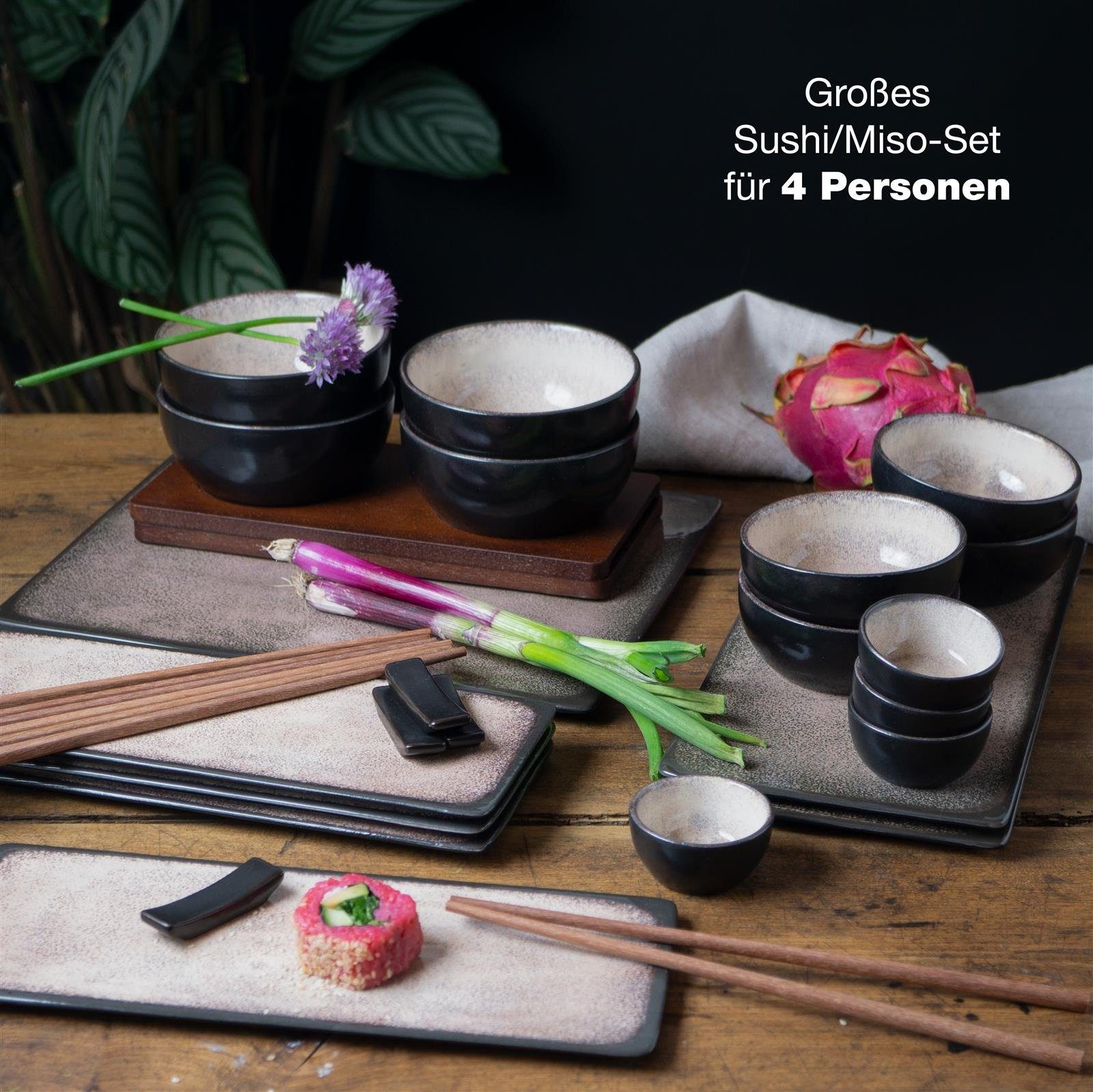 Moritz & Moritz Sushiteller VIDA Sushi Set Beige, (29 St), für 4 Personen - 29 Teile