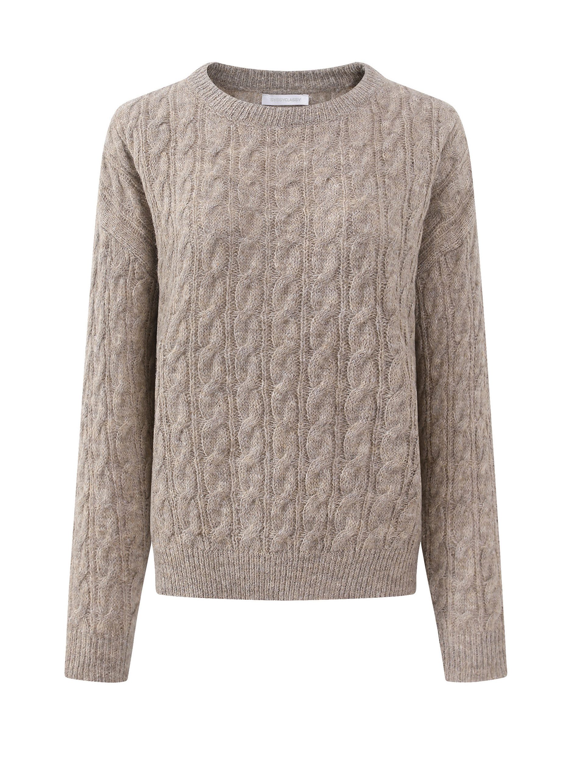 Strickpullover Pullover mit Zopfmuster für Damen
