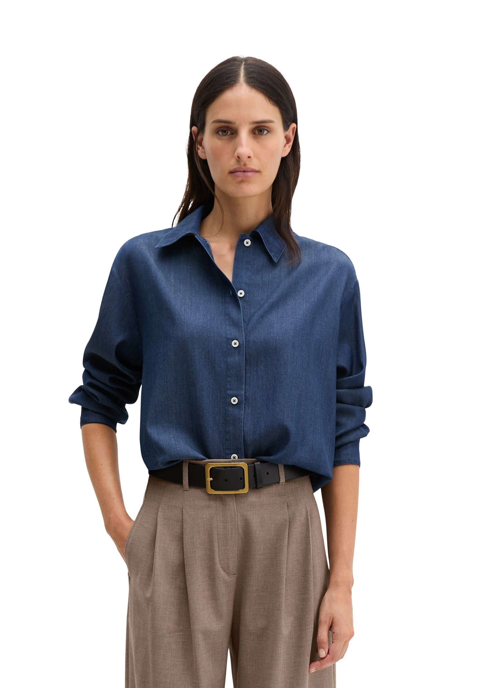 Jeansbluse aus TENCEL™ Lyocell-Baumwolle-Mix