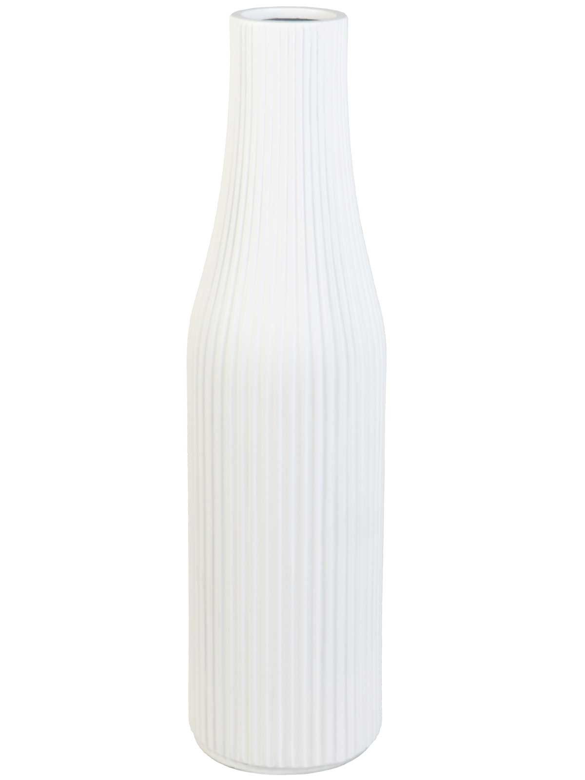VIVANNO Bodenvase Fiberglas VERTIGO Säule - Skandiweiß Matt Mit Muster (1 St), 20x80 cm