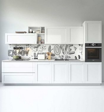MyMaxxi Dekorationsfolie Küchenrückwand Glücklich grau selbstklebend Spritzschutz Folie